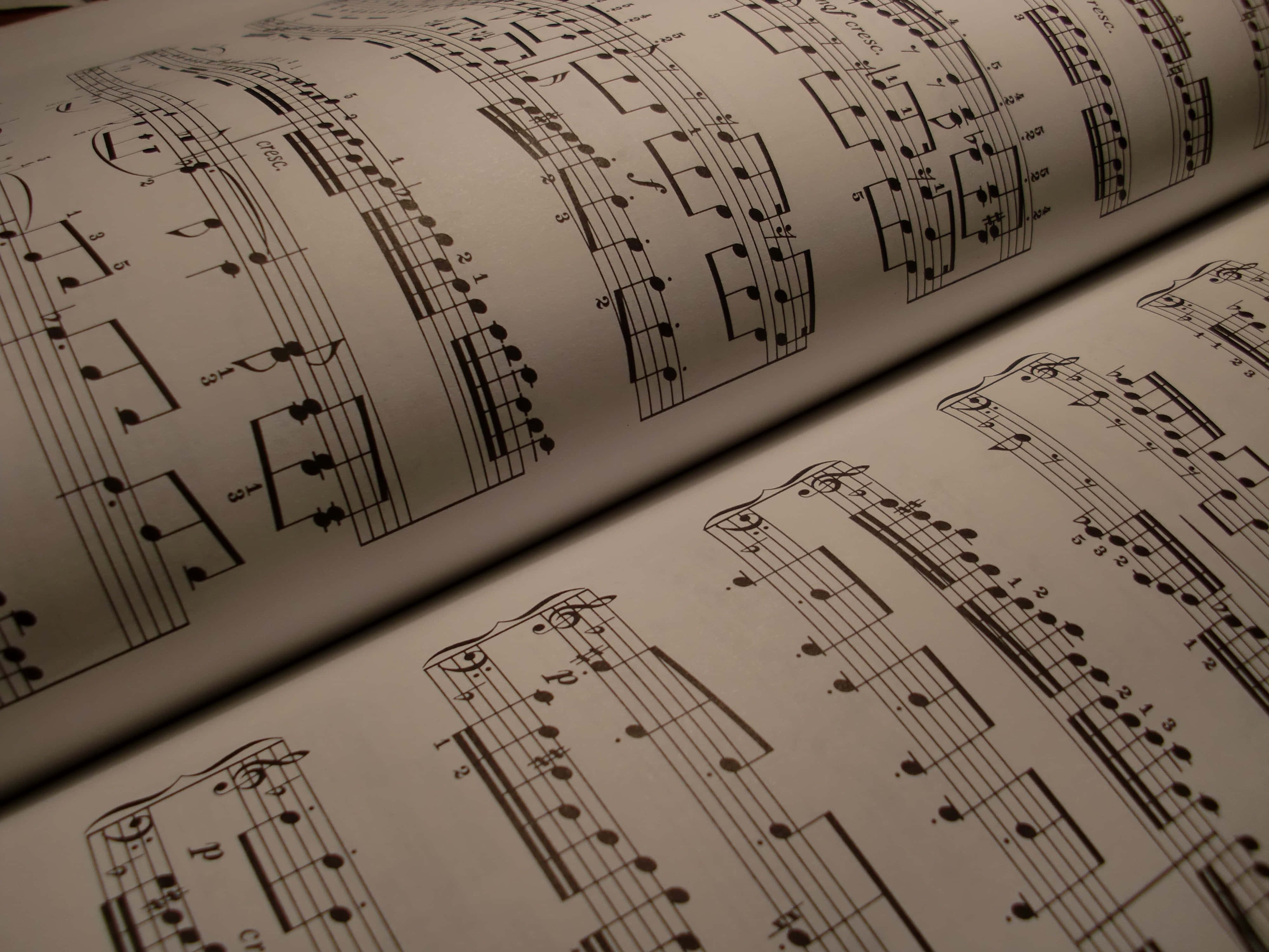 Music Notes, music score book, sheet music notes, 4K Desktop Wallpaper