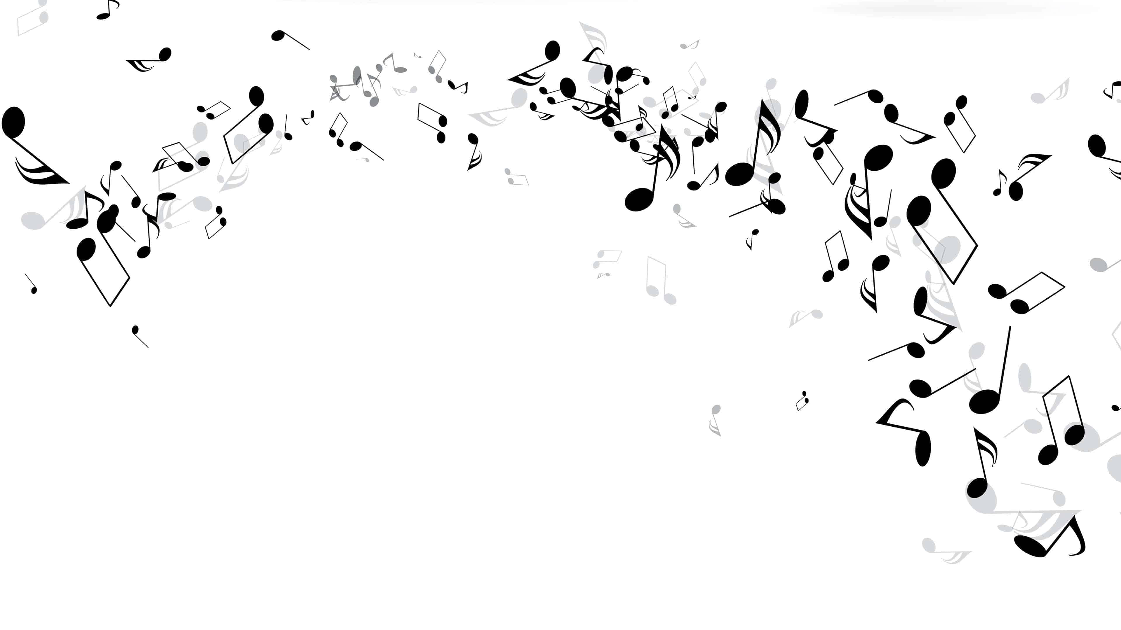 music notes, black, white, 4K Desktop Wallpaper