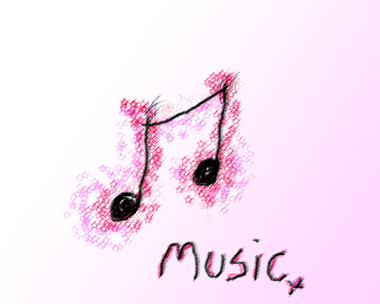 pink musical note, textured scribbles, word music, HD Desktop Wallpaper