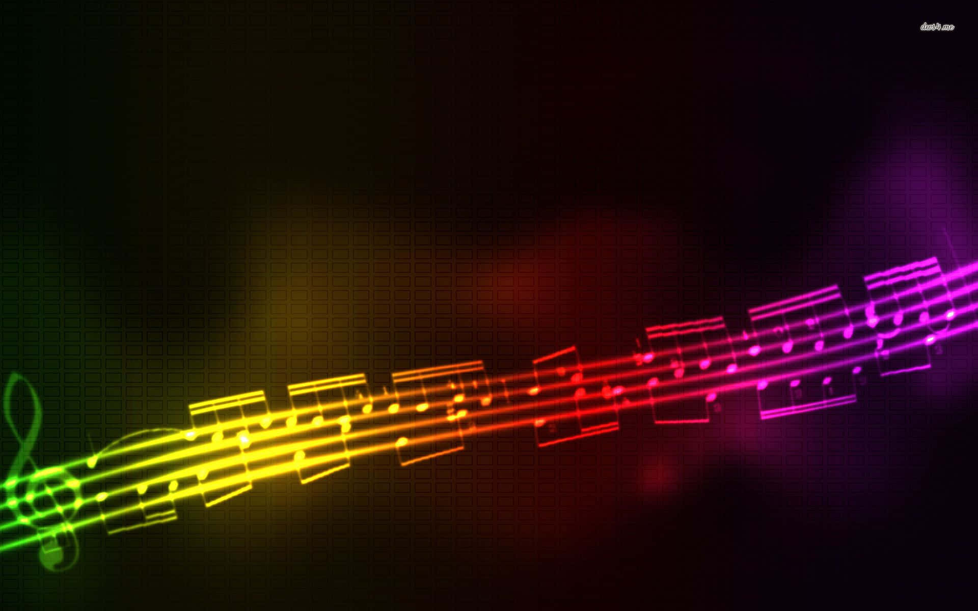Rainbow Music Notes, rainbow-colored musical notes, staff, Full HD Desktop Wallpaper