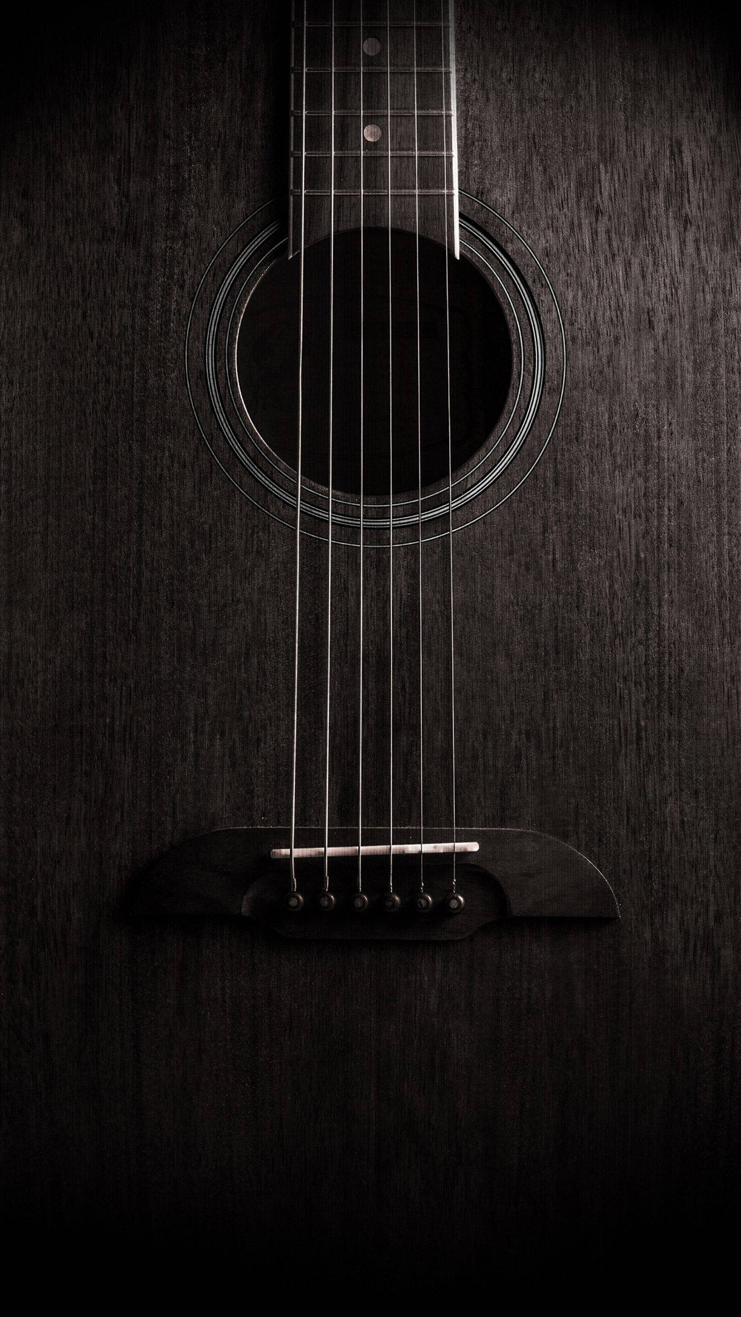 Music Phone, brown guitar, dark wooden acoustic guitar, 2K Phone Wallpaper