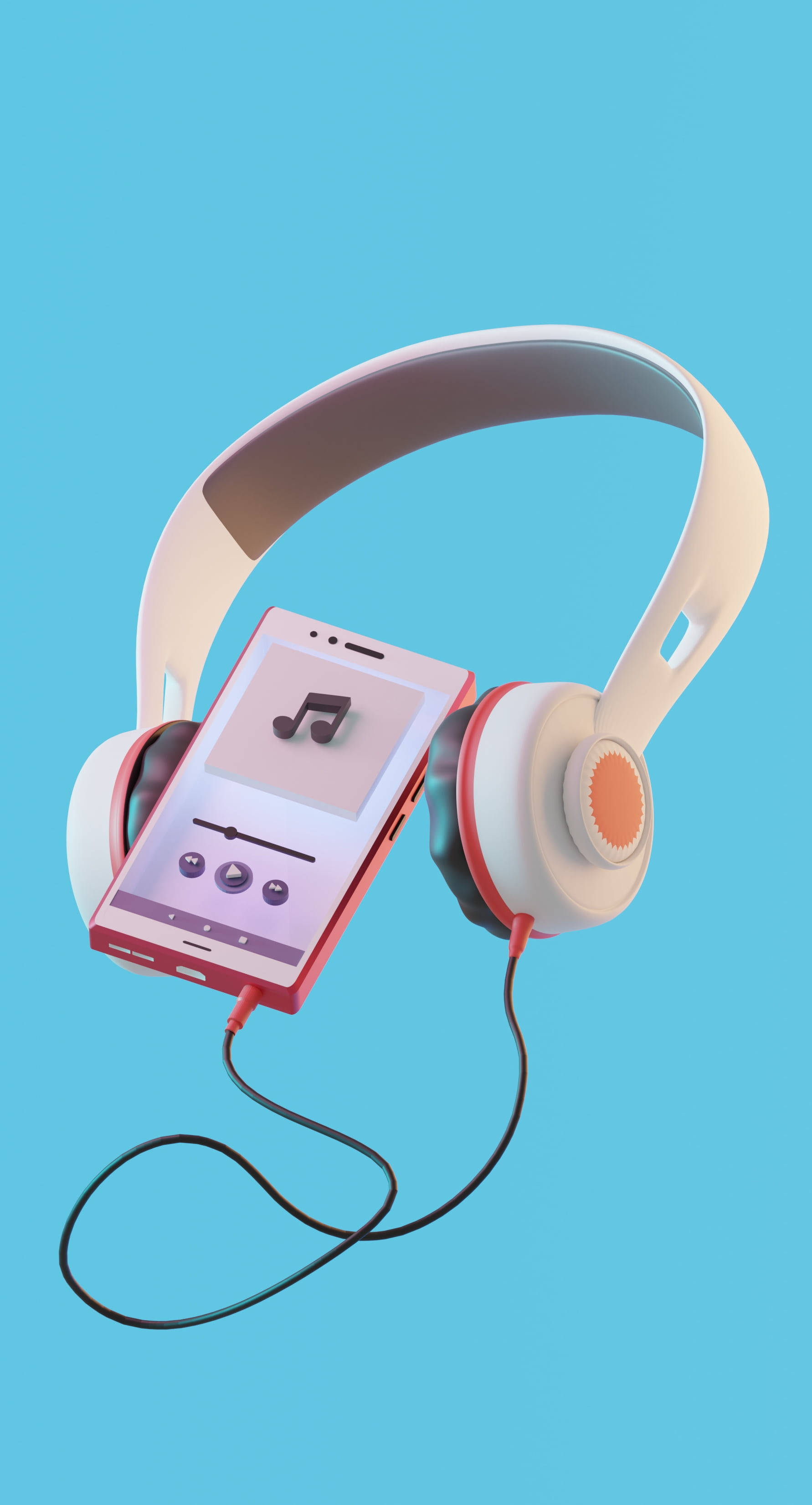 Music Phone, pink smartphone, music player interface, 2K Phone Wallpaper
