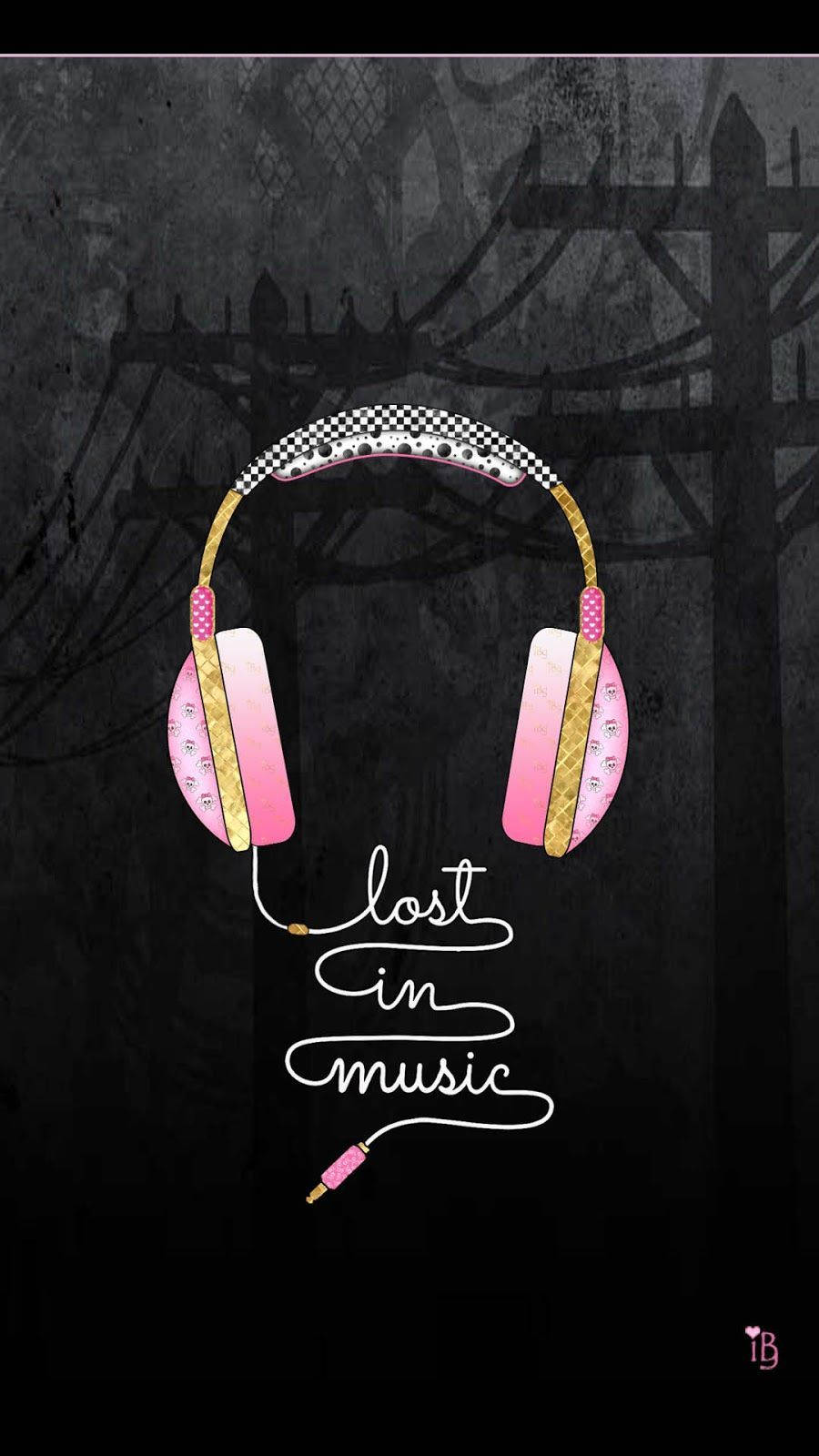 Music Phone, pink headphones, gold headphones, HD Phone Wallpaper
