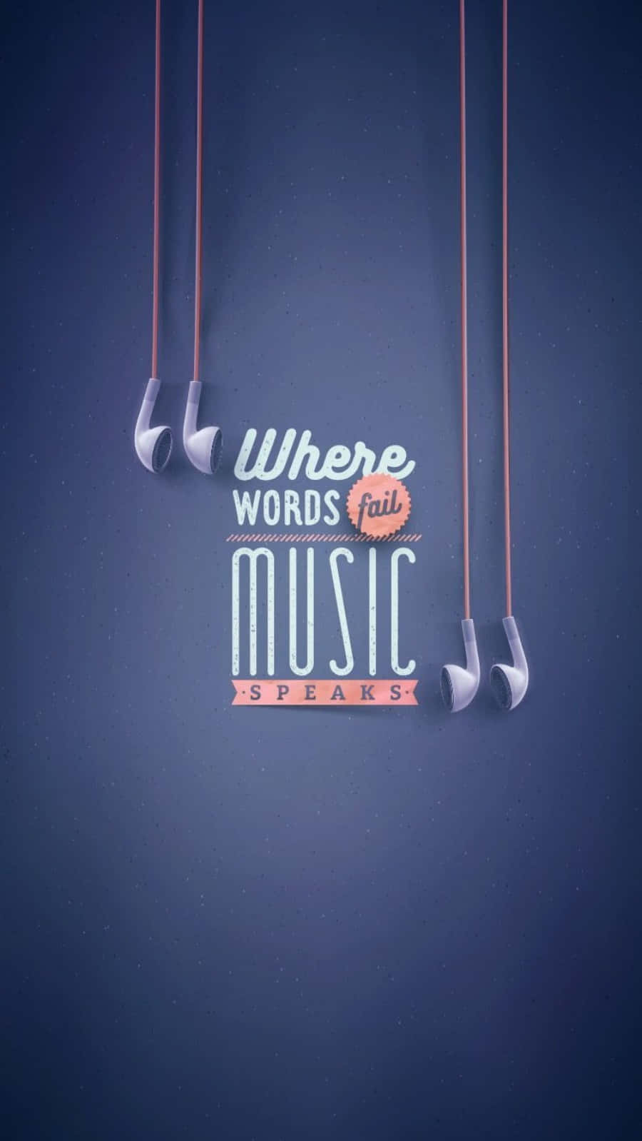 white earbuds, red cords, stylized text reading 'Where words fail music speaks', HD Phone Wallpaper