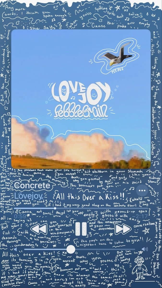 Love Joy Music Player, hand-drawn music player interface, sky and bird scene, SD Phone Wallpaper