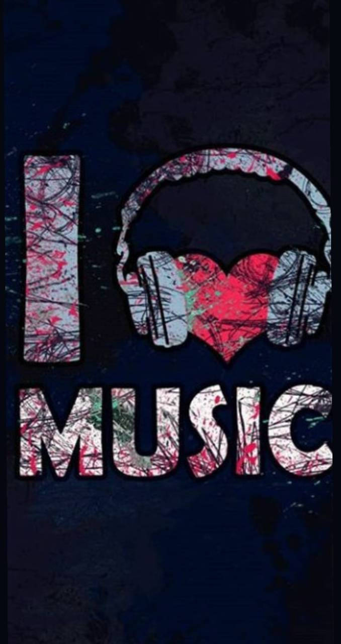 I ❤ MUSIC, headphones, graffiti-style, HD Phone Wallpaper