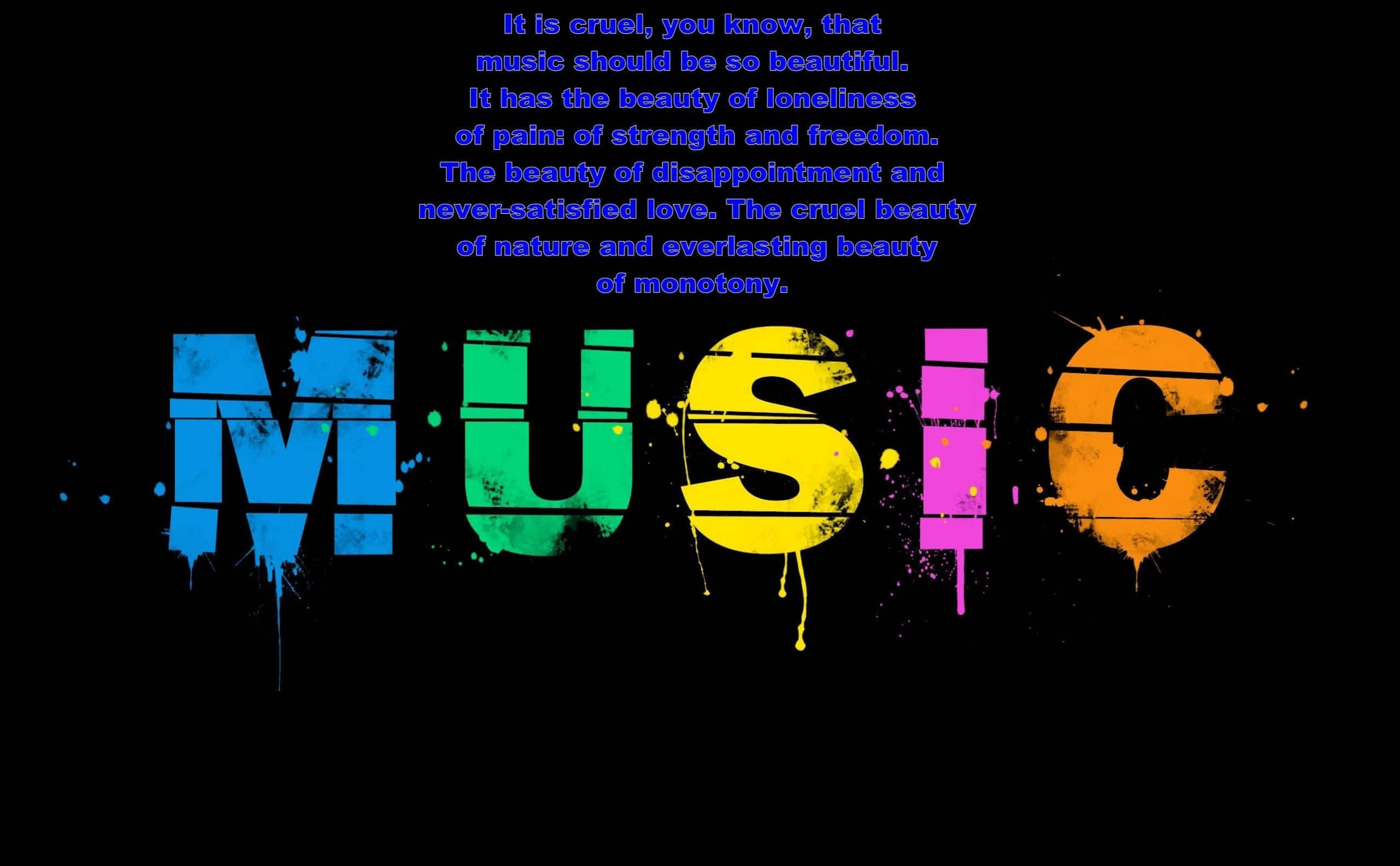 Music, graffiti-style letters, dripping paint, 2K Desktop Wallpaper
