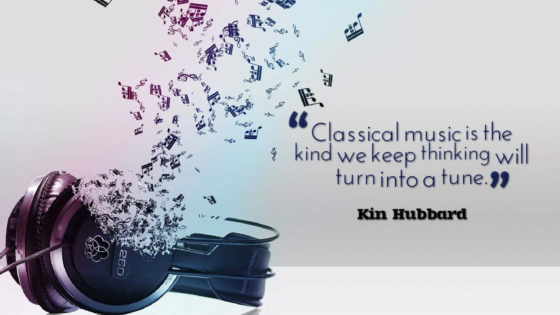 Classical Music, Black over-ear headphones, floating musical notes, Full HD Desktop Wallpaper