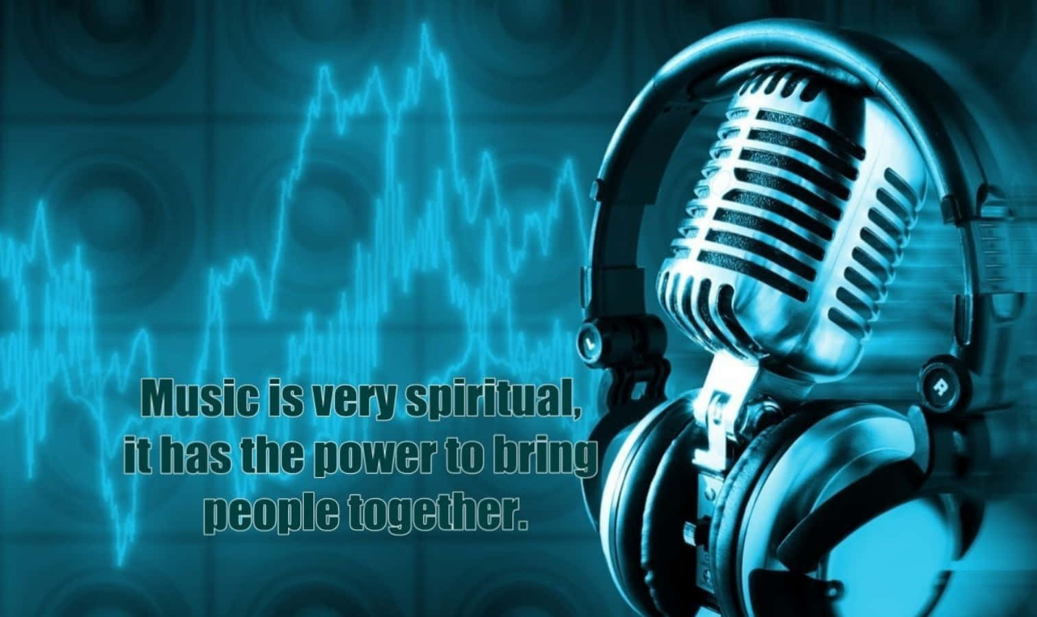 vintage microphone, headphones, cool blue tones, HD Desktop Wallpaper