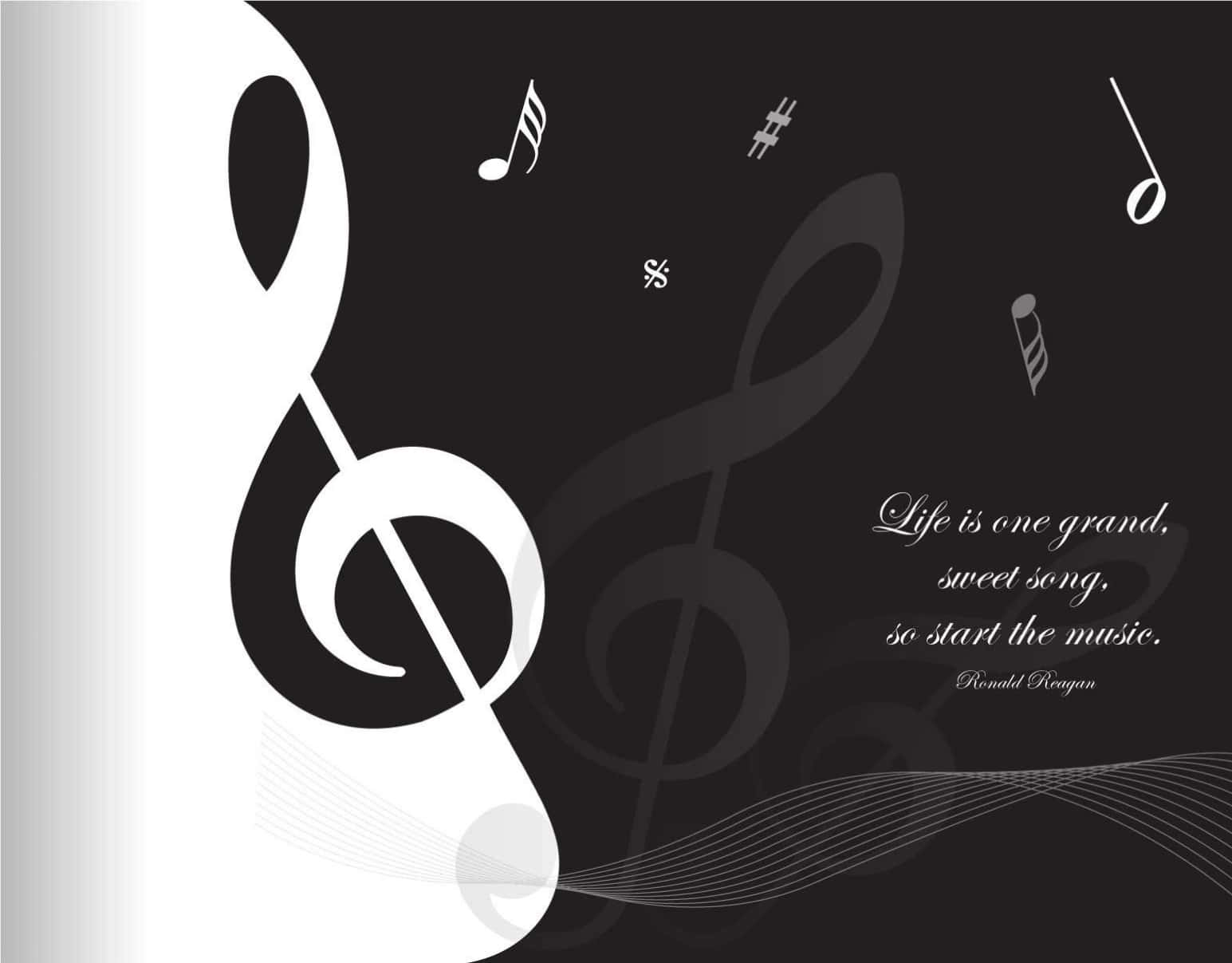treble clef, musical notes, black and white, HD Desktop Wallpaper