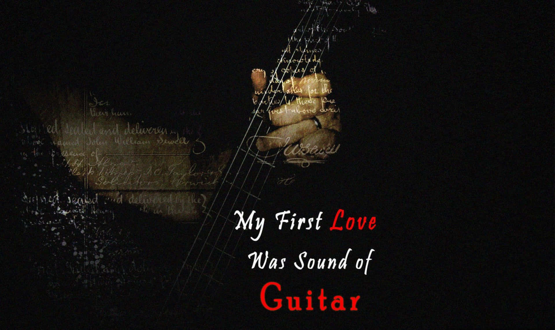 My First Love Was Sound of Guitar, guitar neck, red and white, Full HD Desktop Wallpaper