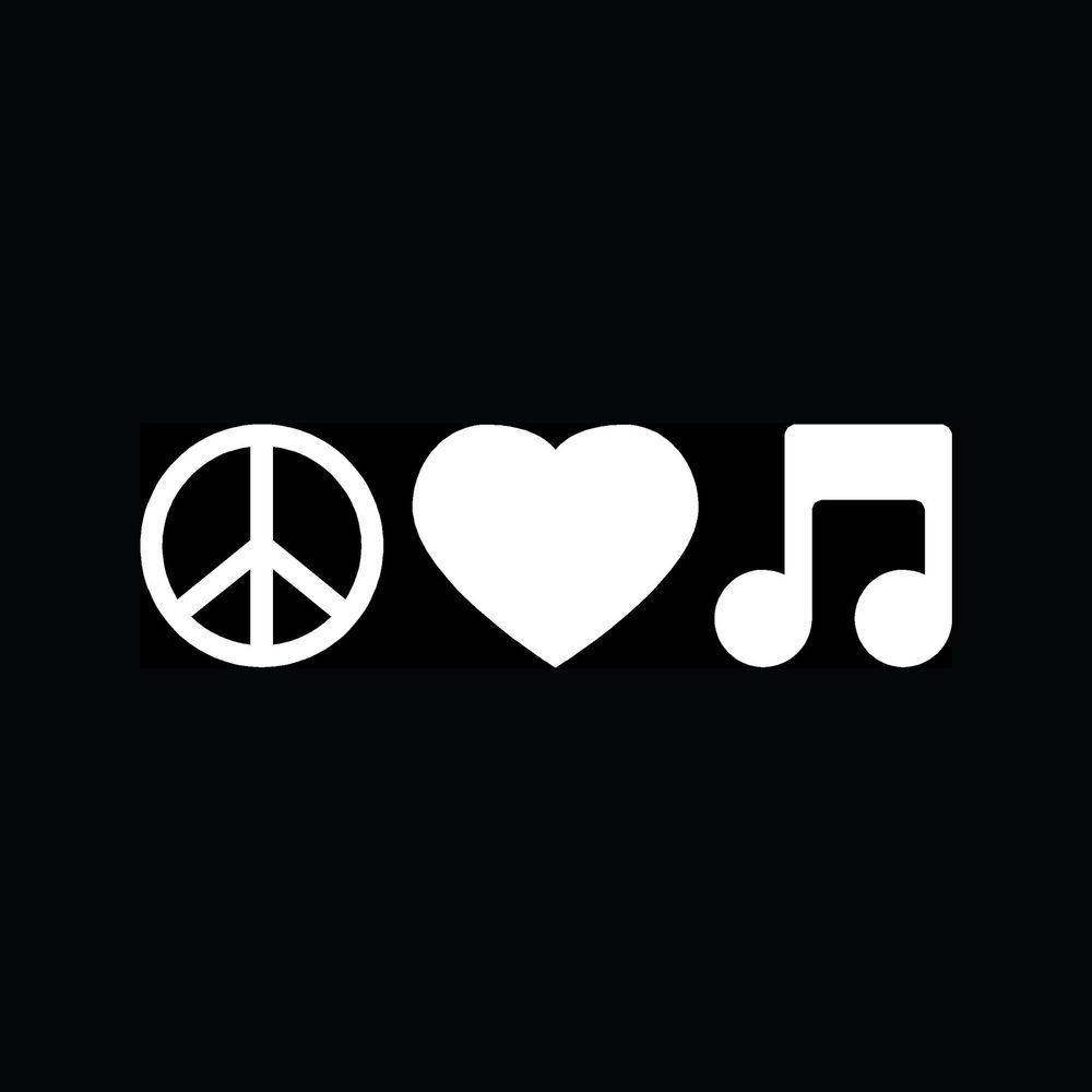 peace heart, music, white icons, SD Desktop Wallpaper