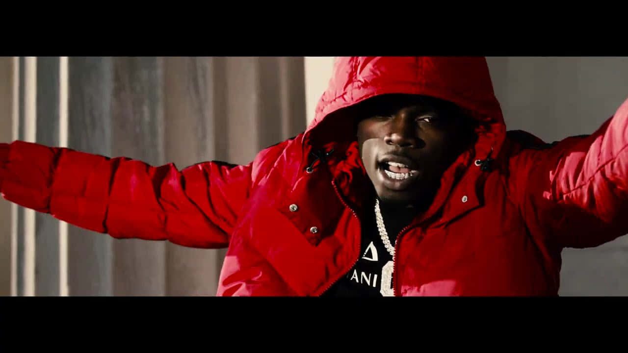 big boogie, bright red puffer jacket, hood up, HD Desktop Wallpaper