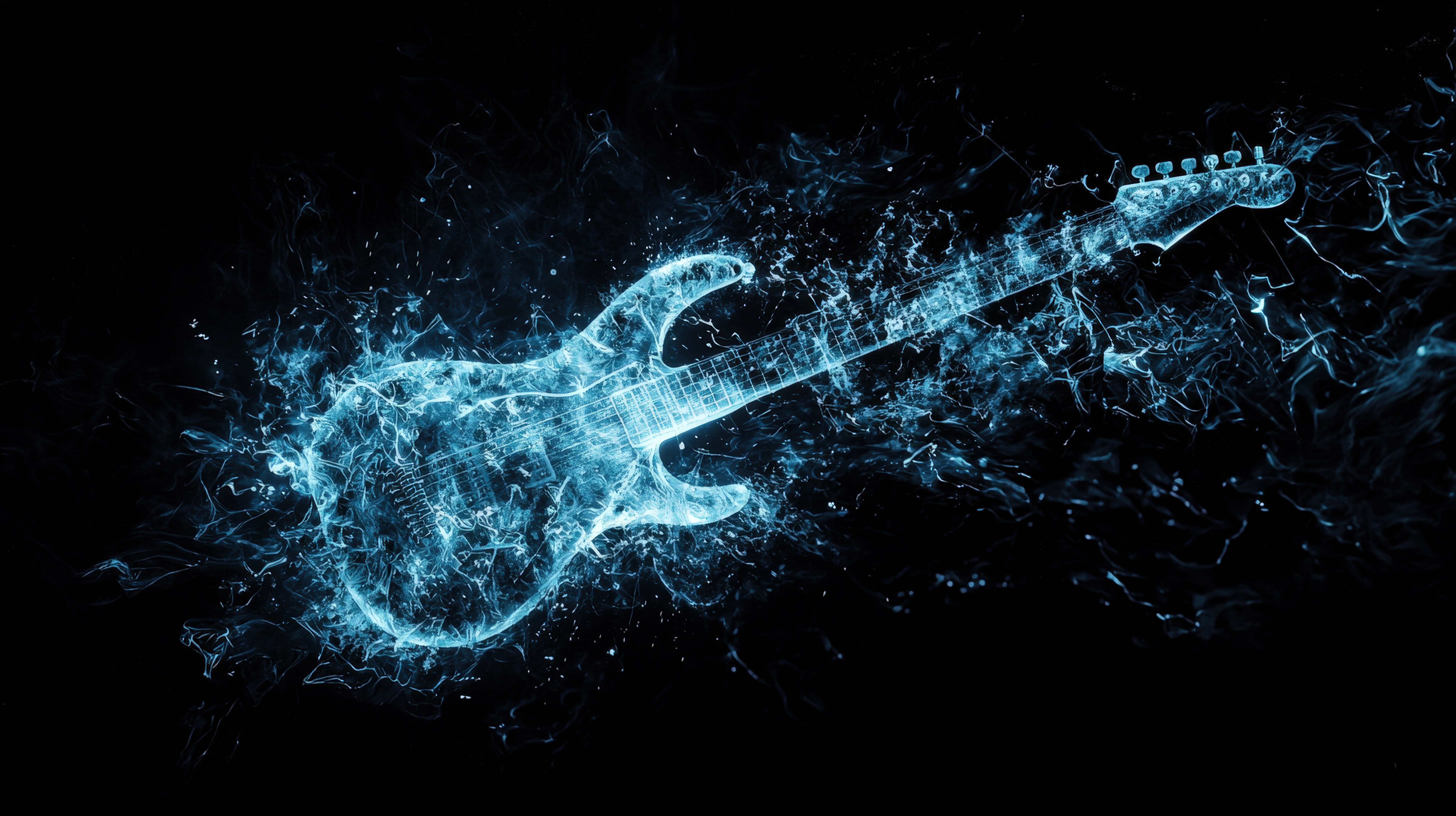 glowing energy, blue energy, black background, 8K Desktop Wallpaper
