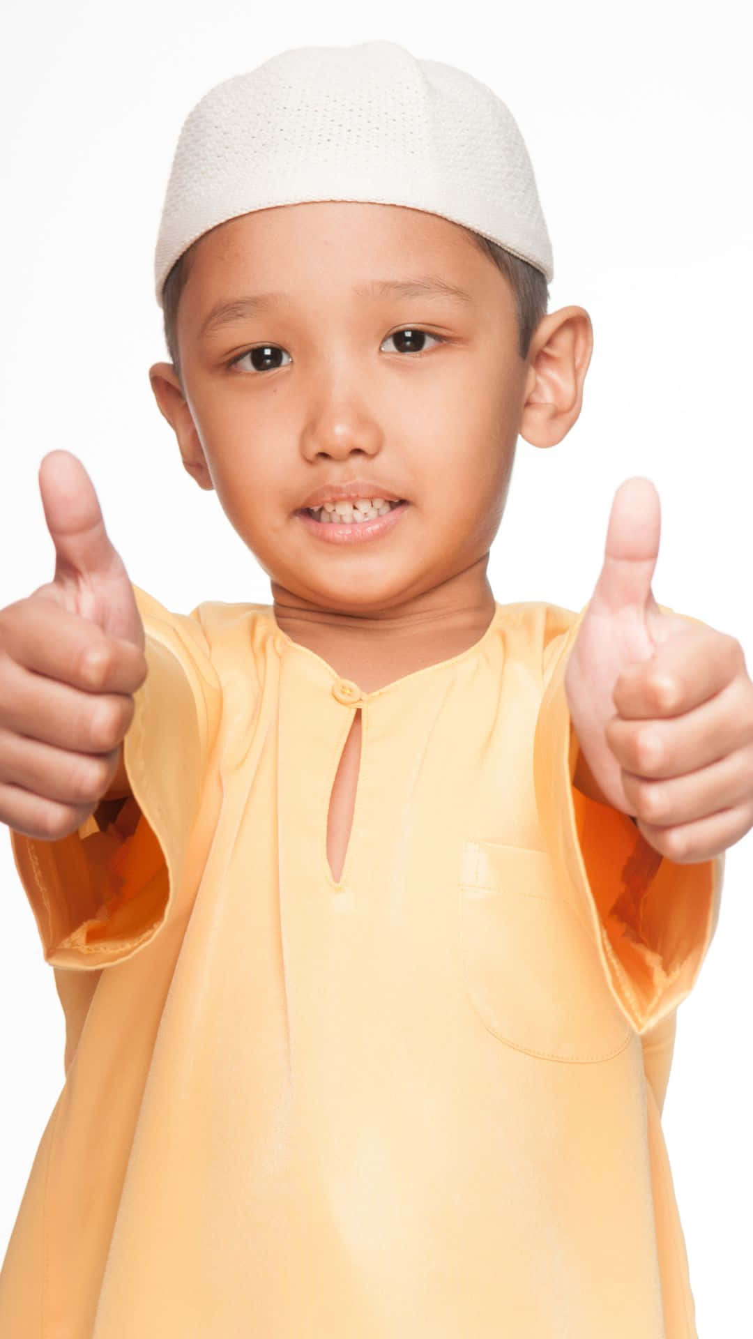 Muslim Boy, white cap, yellow shirt, Full HD Phone Wallpaper
