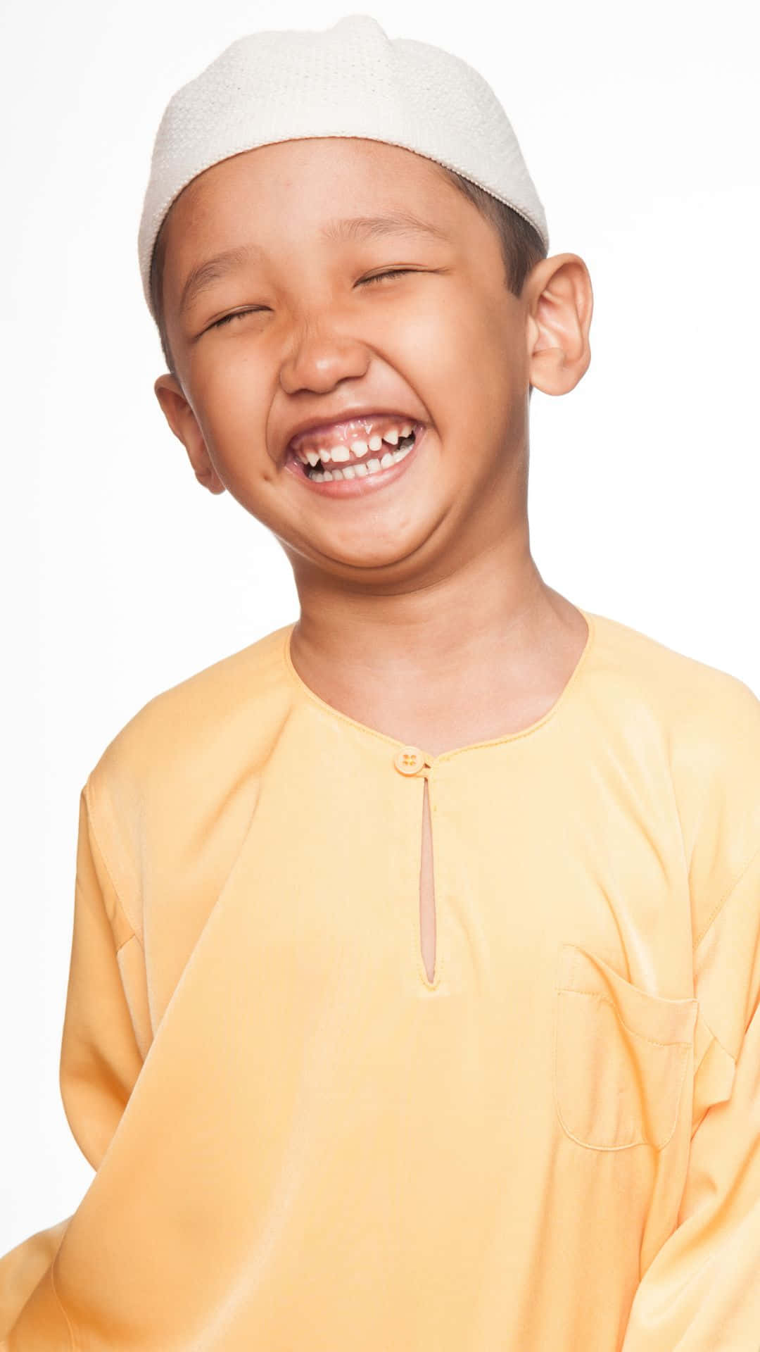 Muslim Boy, white cap, yellow shirt, Full HD Phone Wallpaper
