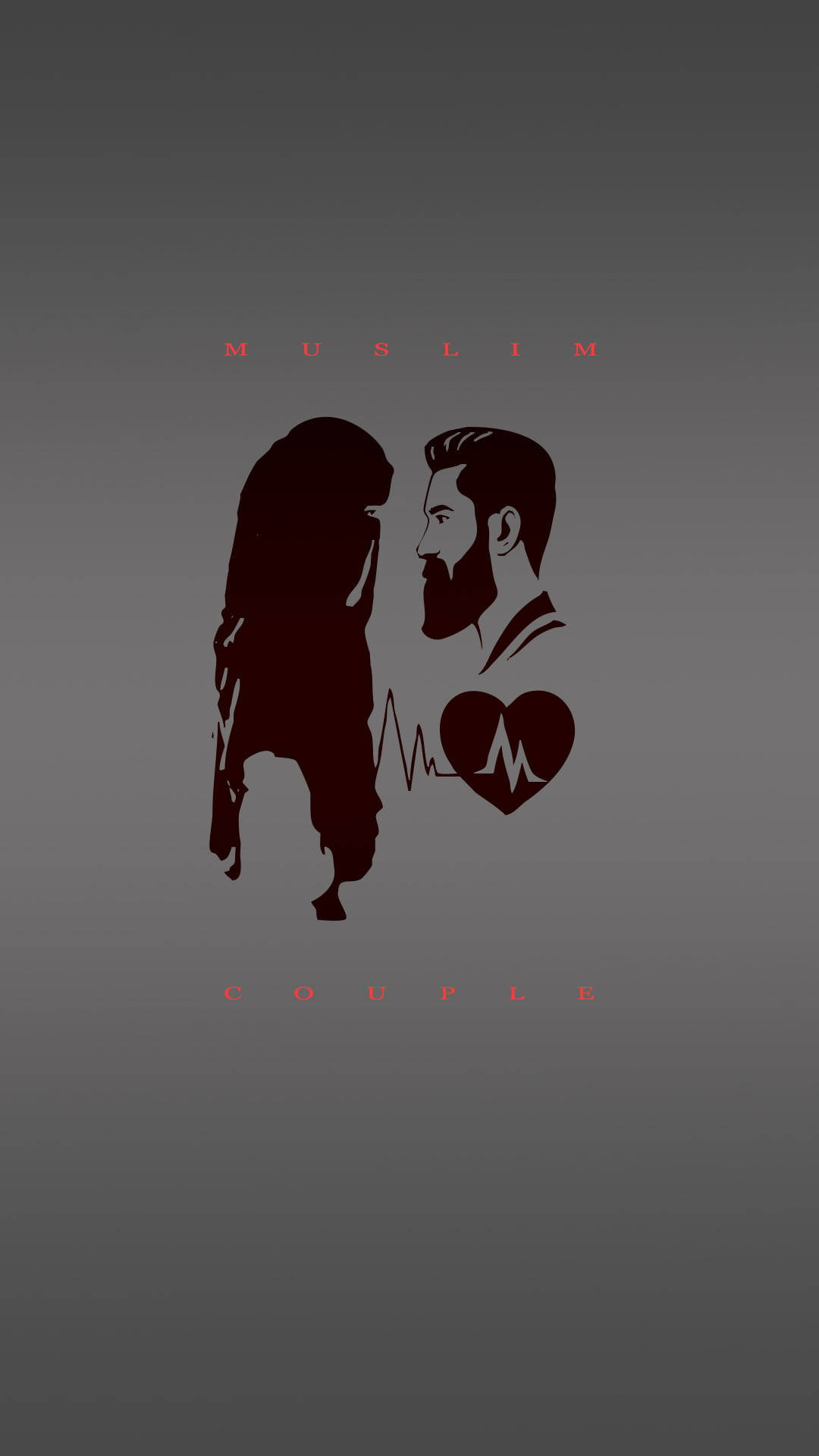 Muslim Couple Cartoon, black aesthetic, heart, Full HD Phone Wallpaper