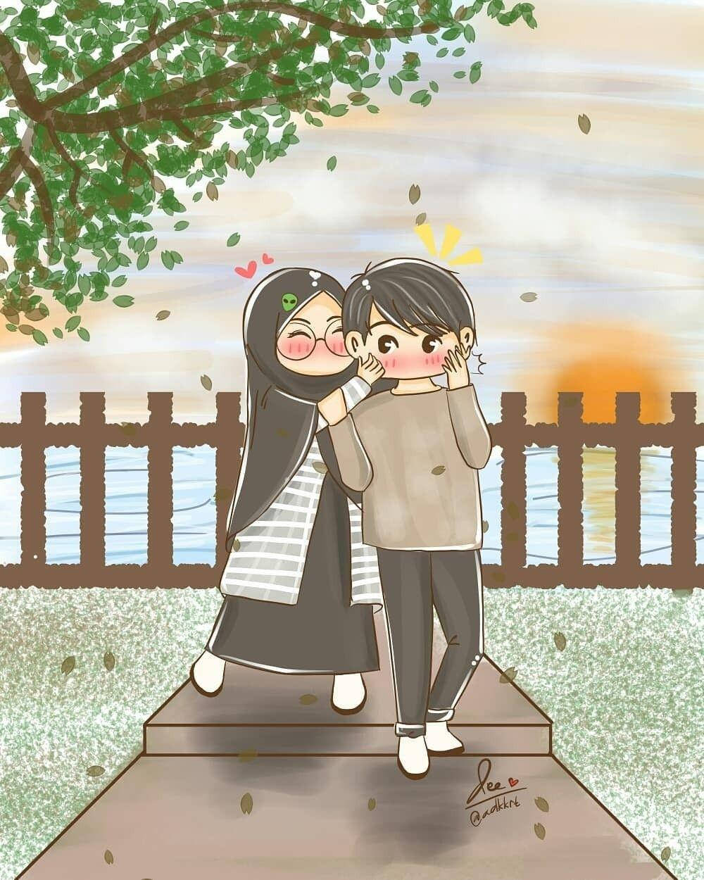 cute anime couple, shy kiss, tree, SD Phone Wallpaper