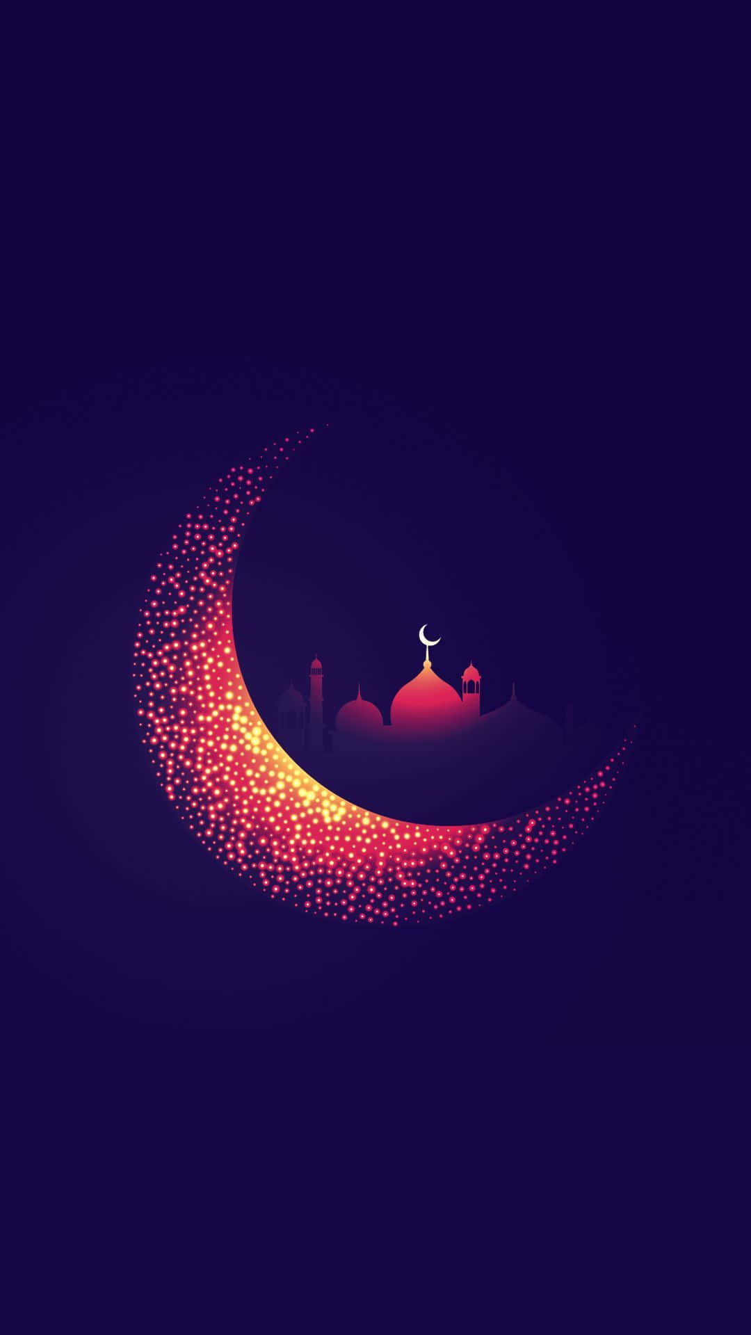 crescent moon, mosque, deep purple night sky, Full HD Phone Wallpaper