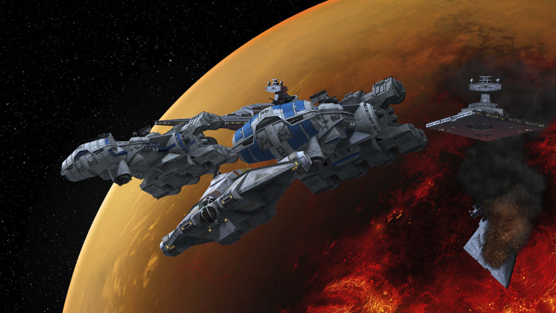 Mustafar, fiery orange planet, molten lava, Full HD Desktop Wallpaper