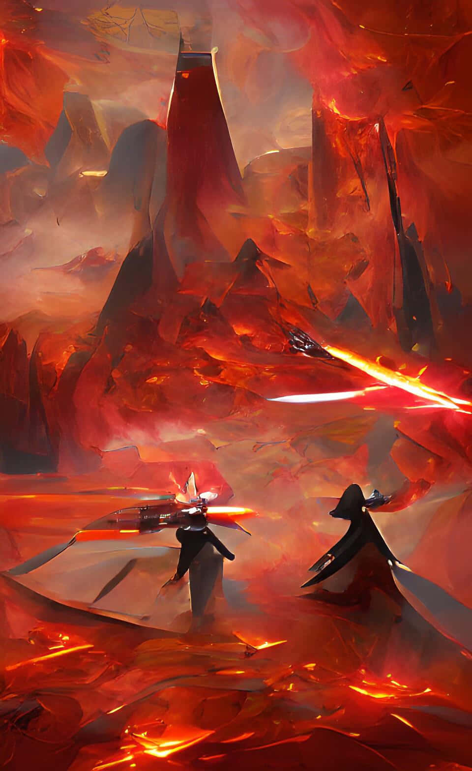 Mustafar, volcanic landscape, fiery volcanic landscape, HD Phone Wallpaper