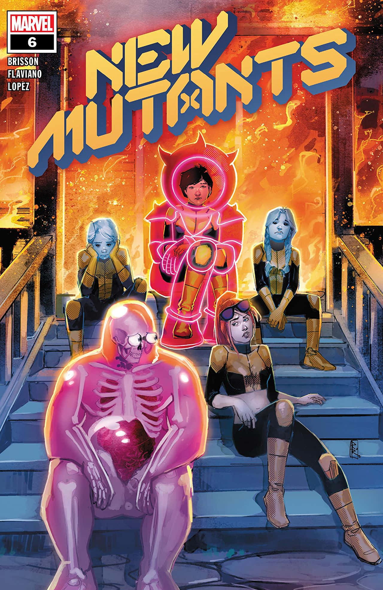 New Mutants, stone steps, fiery orange light, Full HD Phone Wallpaper