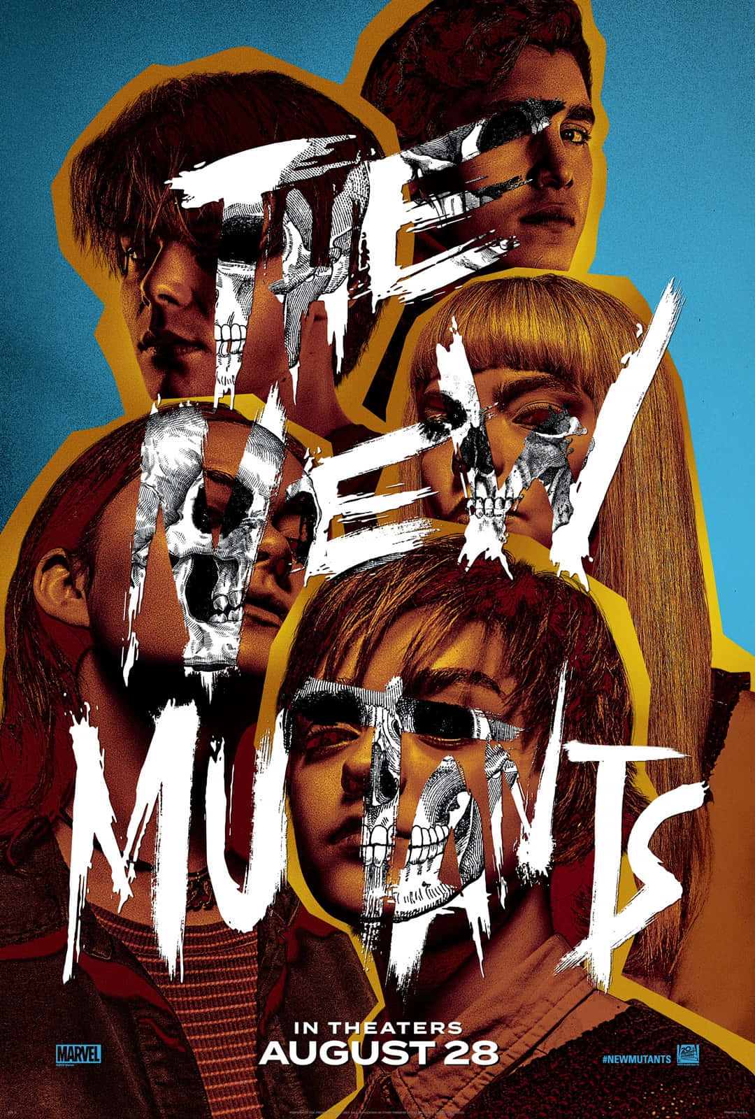 mutants, skull faces, bold blue and yellow background, HD Phone Wallpaper