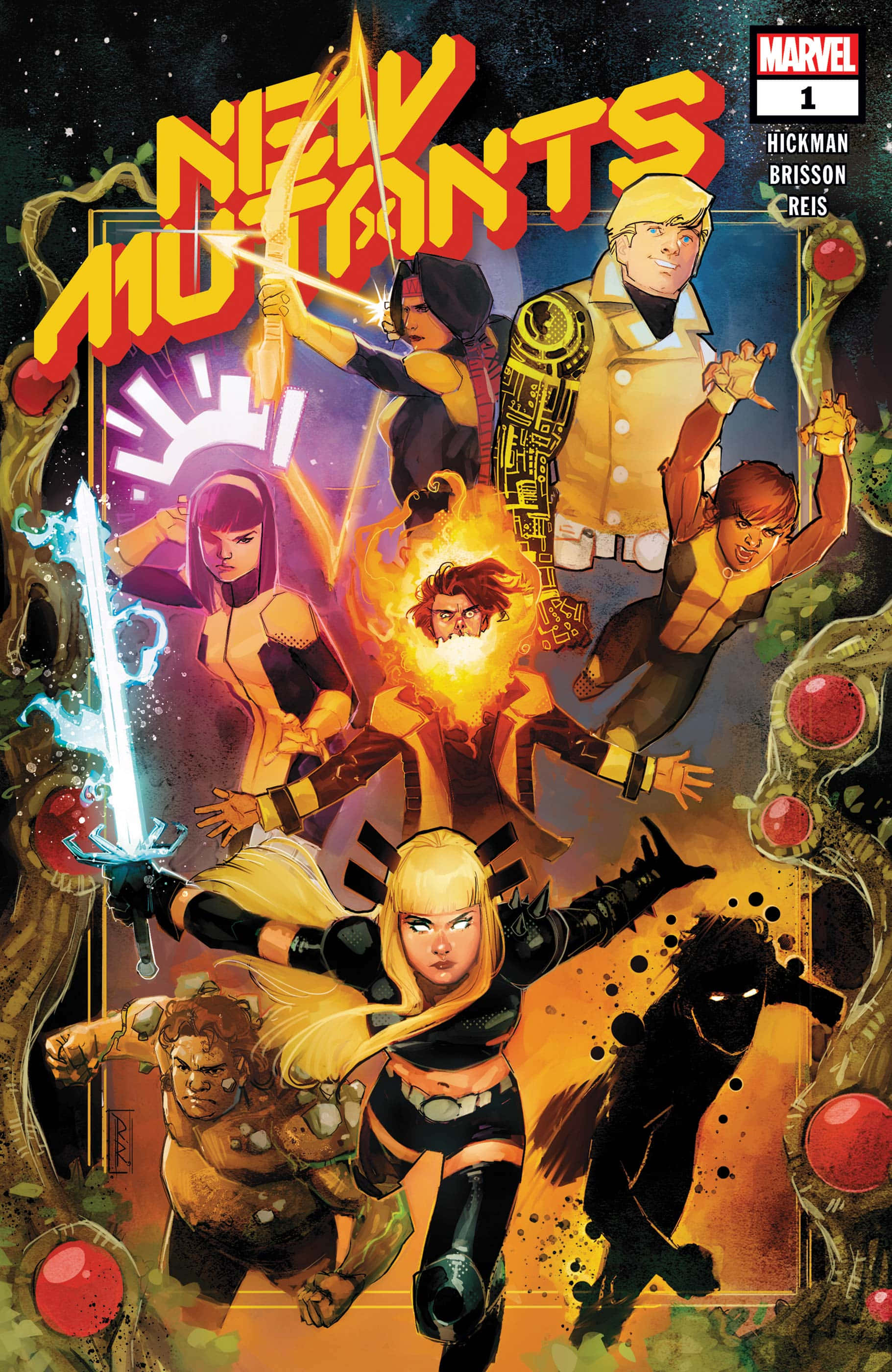 New Mutants, cosmic backdrop, glowing energy effects, 2K Phone Wallpaper