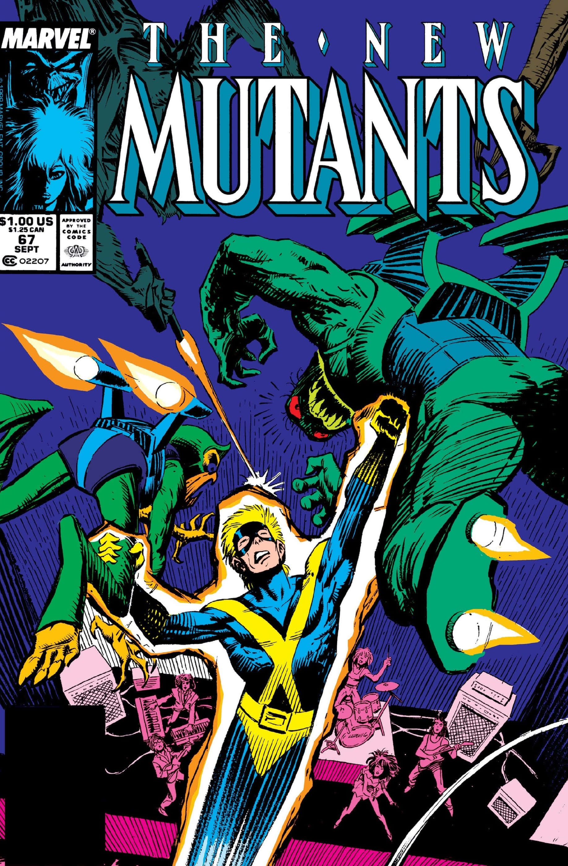 Mutants, blue and yellow, giant green monster, 2K Phone Wallpaper