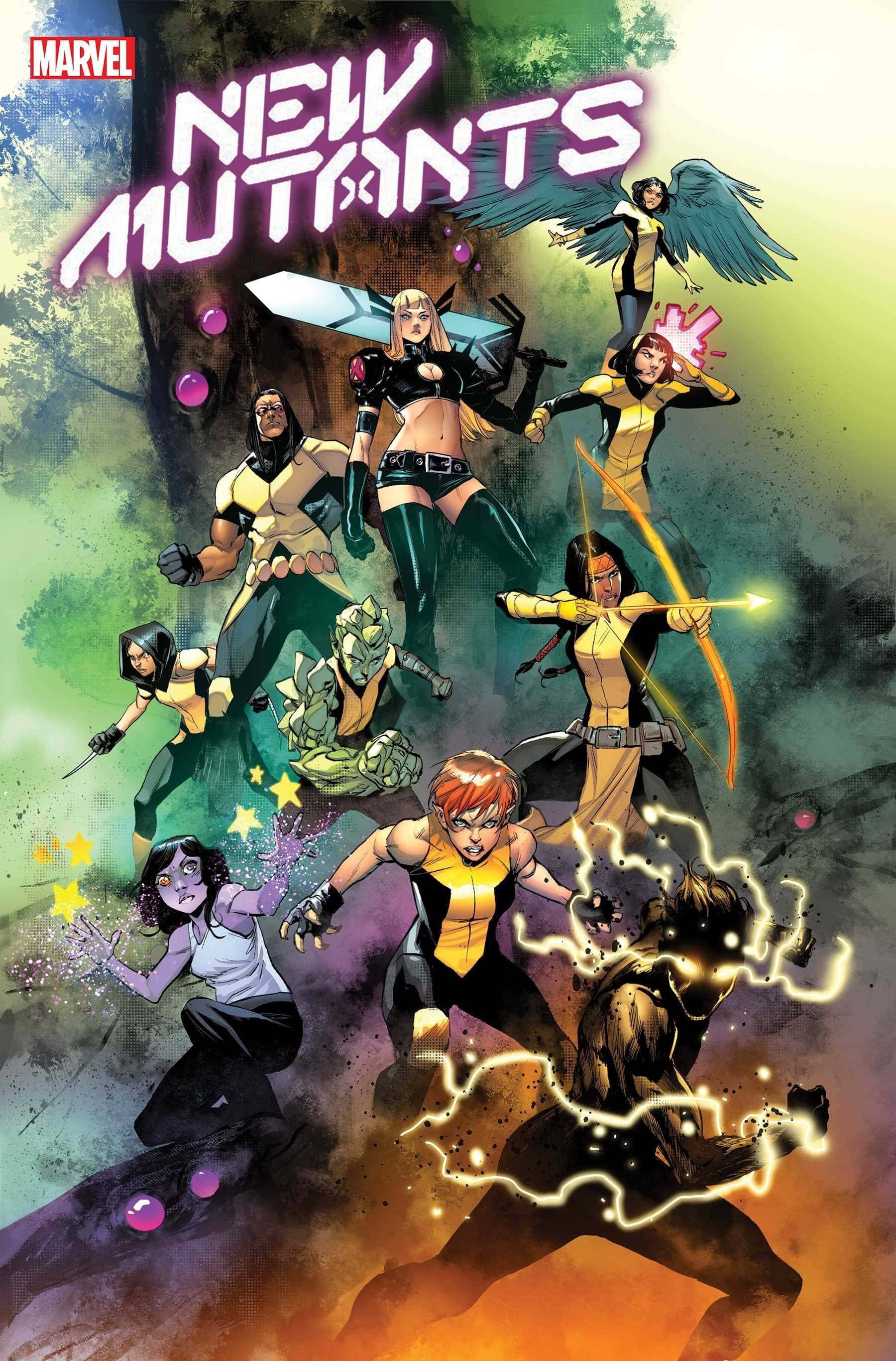 New Mutants, glowing powers, vibrant forest backdrop, 2K Phone Wallpaper