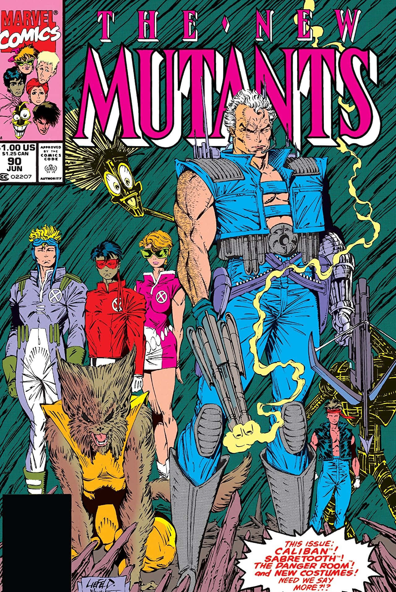 The New Mutants, muscular man in blue armor with yellow energy bolts, mutant heroes in colorful costumes, HD Phone Wallpaper