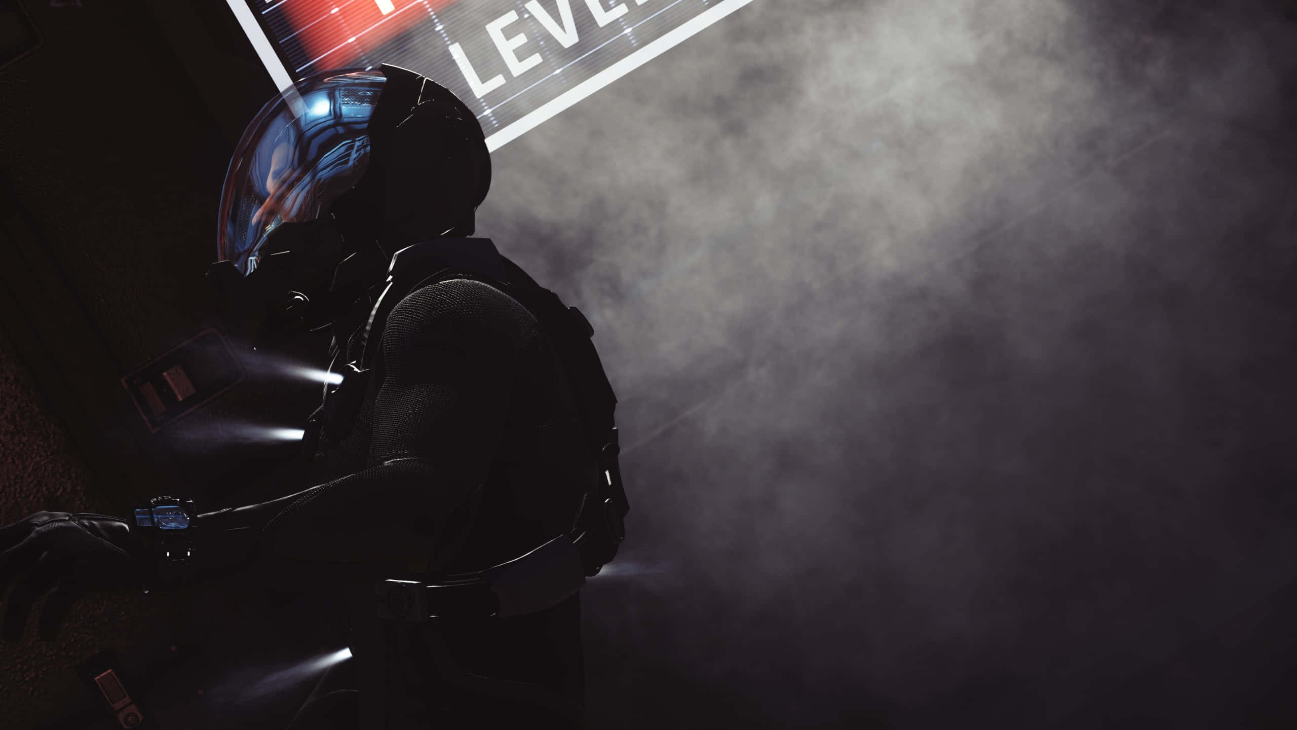 Mute, helmet, glowing blue accents, 2K Desktop Wallpaper