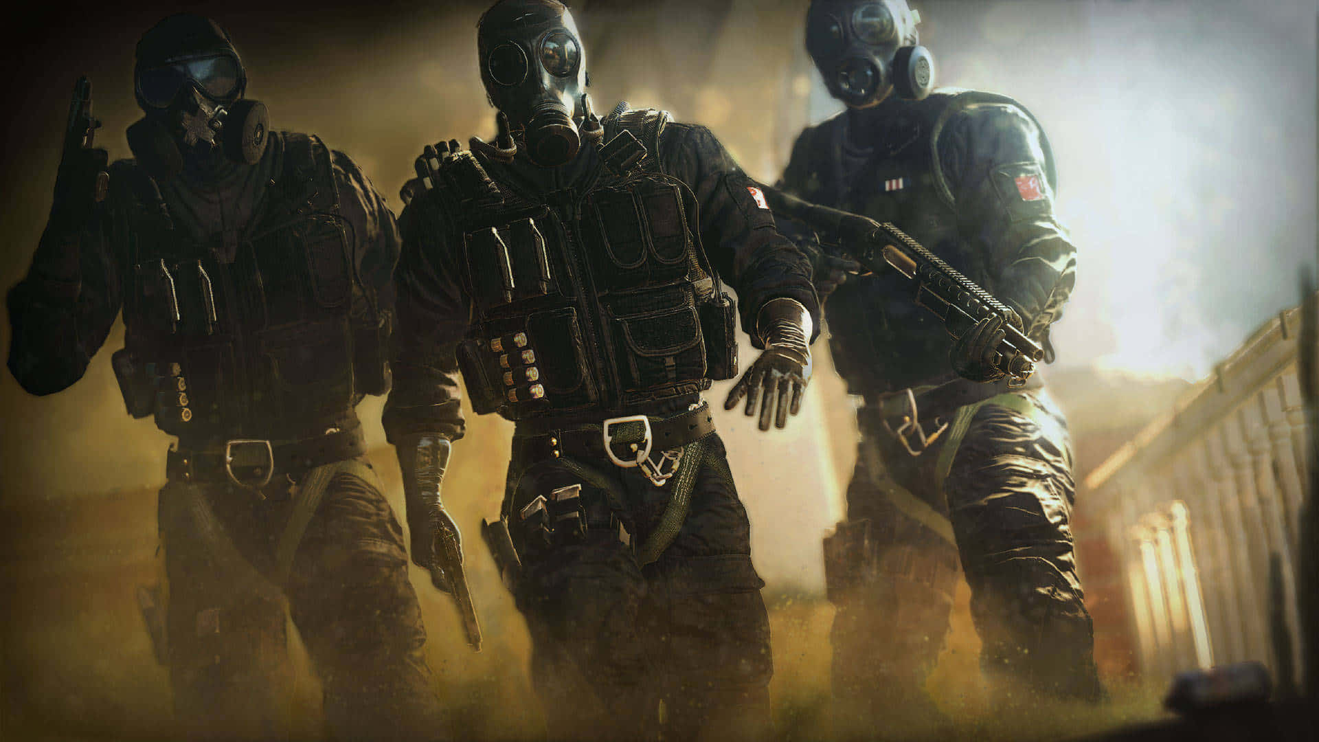 Mute, soldiers, gas masks, Full HD Desktop Wallpaper