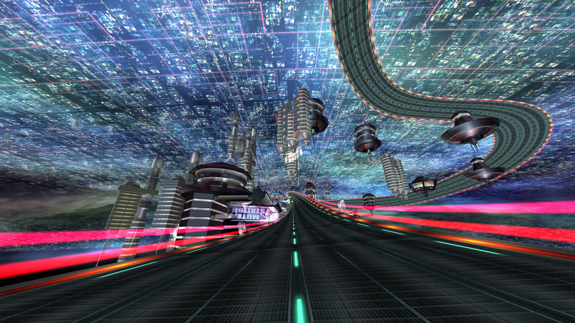 Mute, colorful pathway, futuristic highway, Full HD Desktop Wallpaper