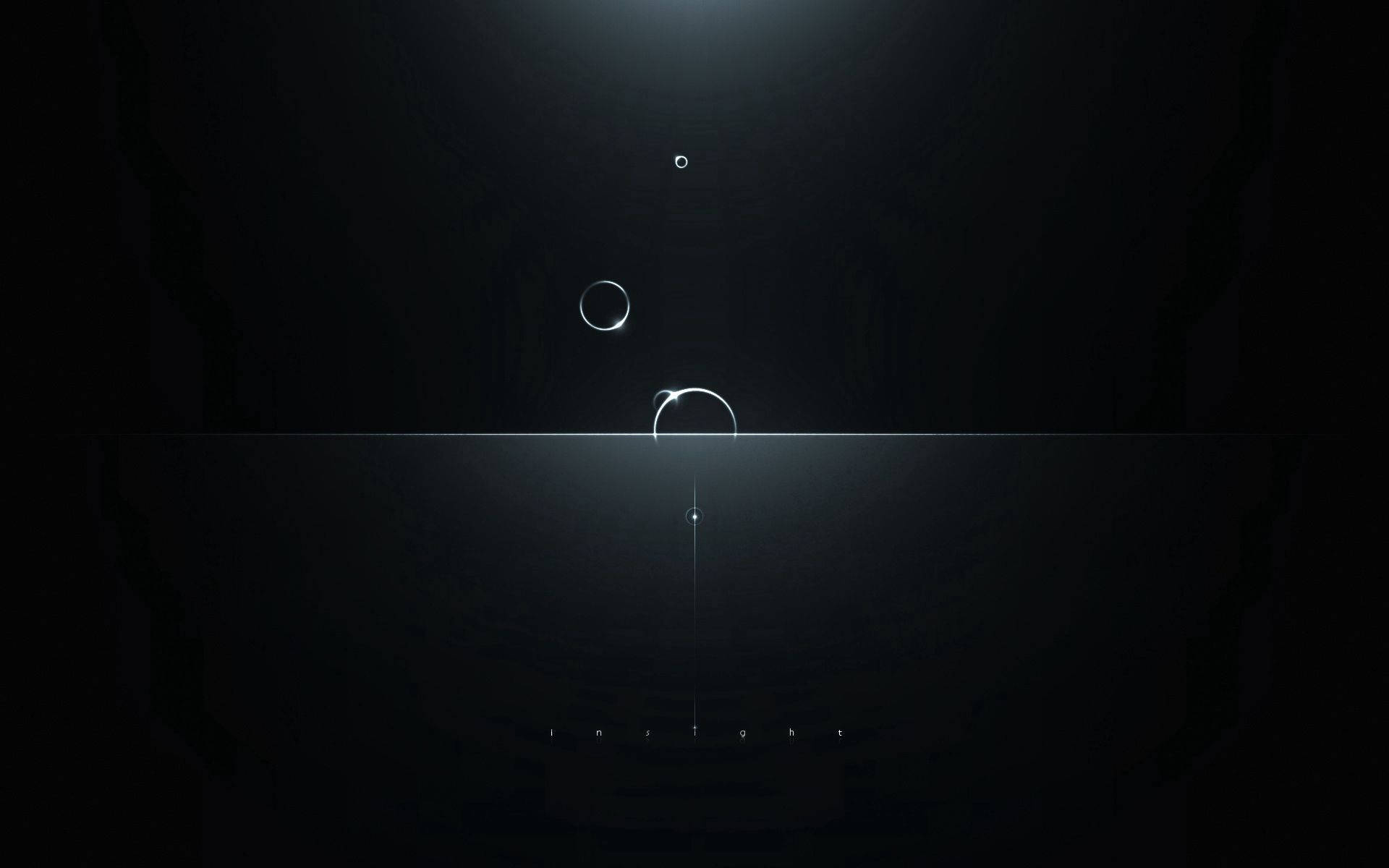 Black Minimal Insight Bubbles, glowing orbs, horizontal light line, Full HD Desktop Wallpaper
