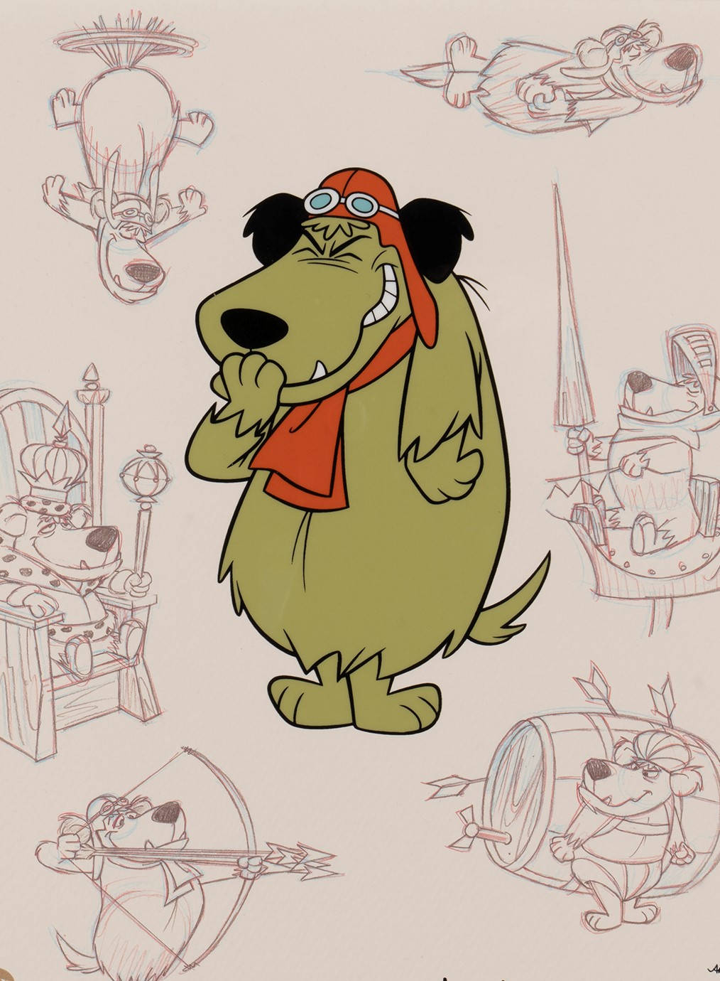 Muttley, green cartoon dog, red aviator outfit, HD Phone Wallpaper
