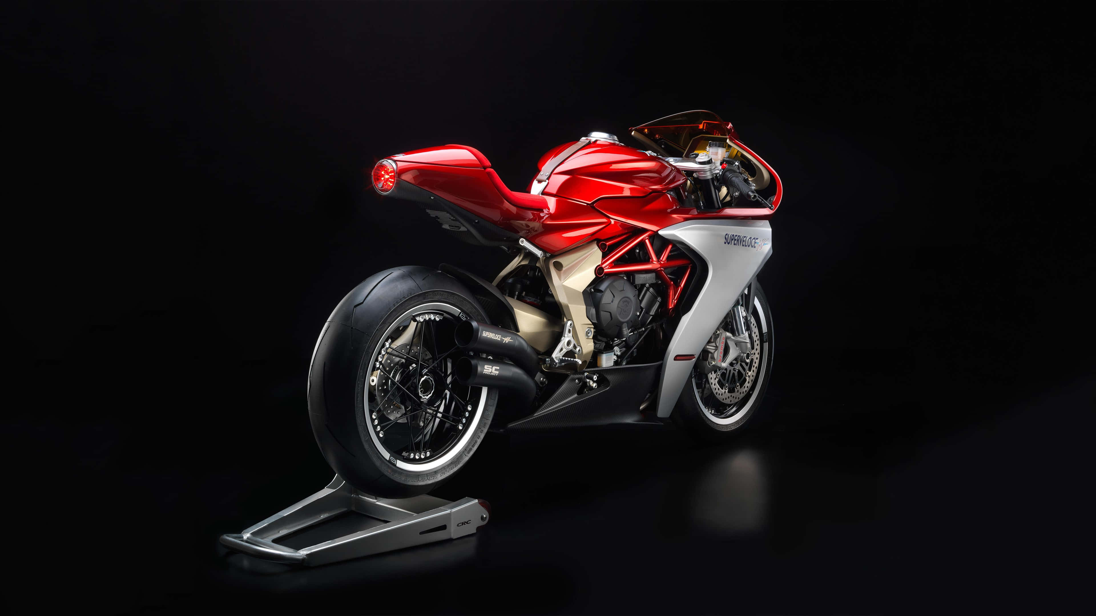 MV Agusta, red and silver sport motorcycle, aerodynamic design, 4K Desktop Wallpaper