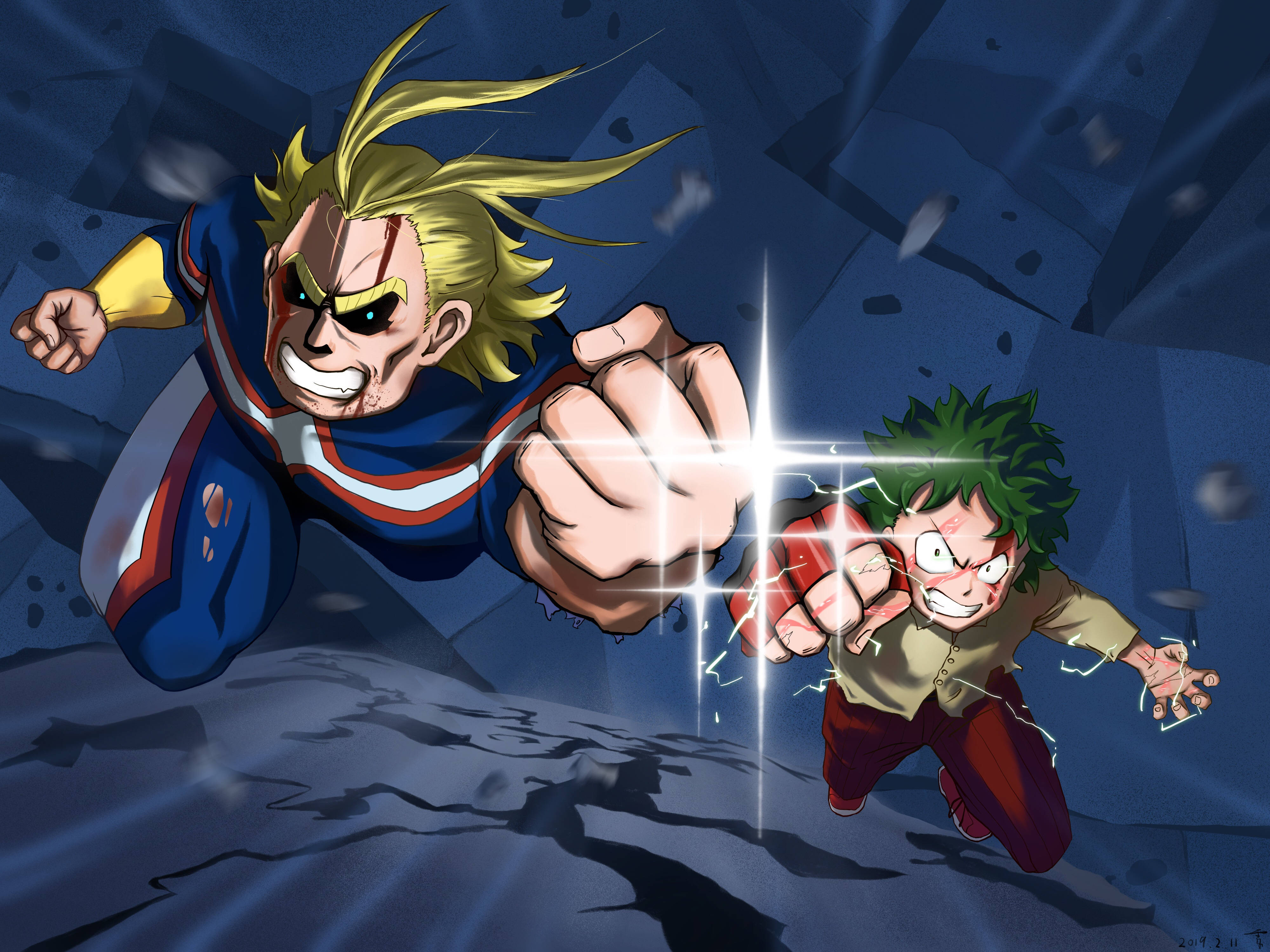 My Hero Academia 4K, heroes, glowing impact, 4K Desktop Wallpaper