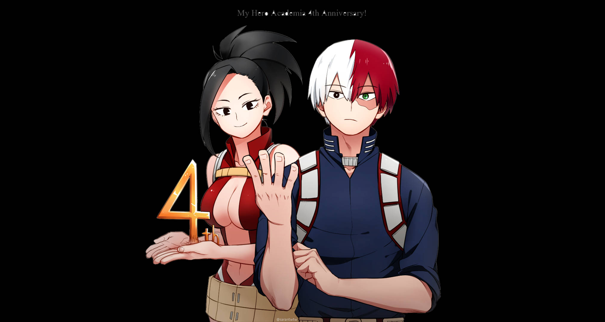My Hero Academia, 4th anniversary, glowing golden number four, Full HD Desktop Wallpaper