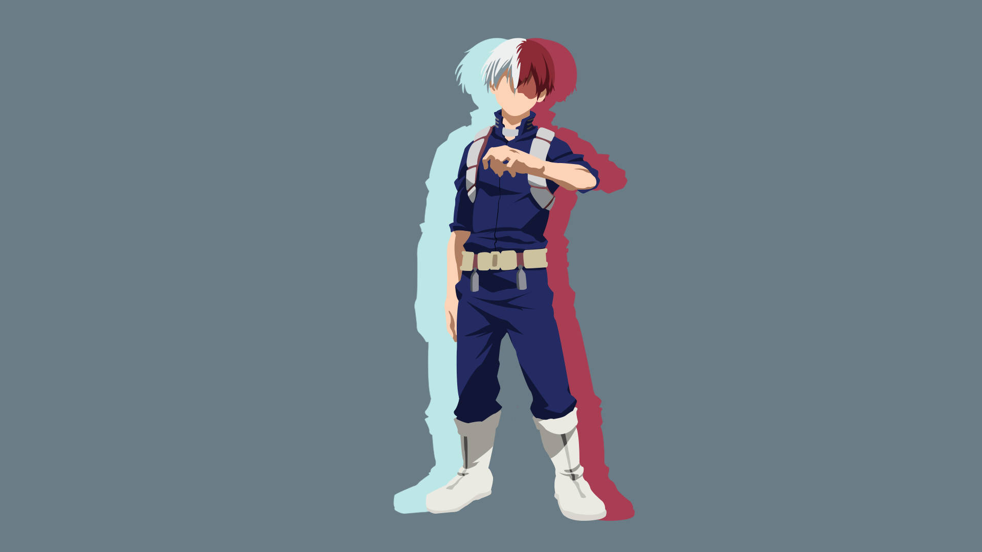My Hero Academia, red and white hair, blue uniform, Full HD Desktop Wallpaper
