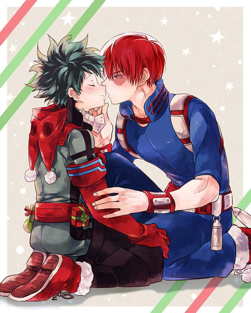 My Hero Academia Anime, festive outfits, tender kiss, SD Phone Wallpaper