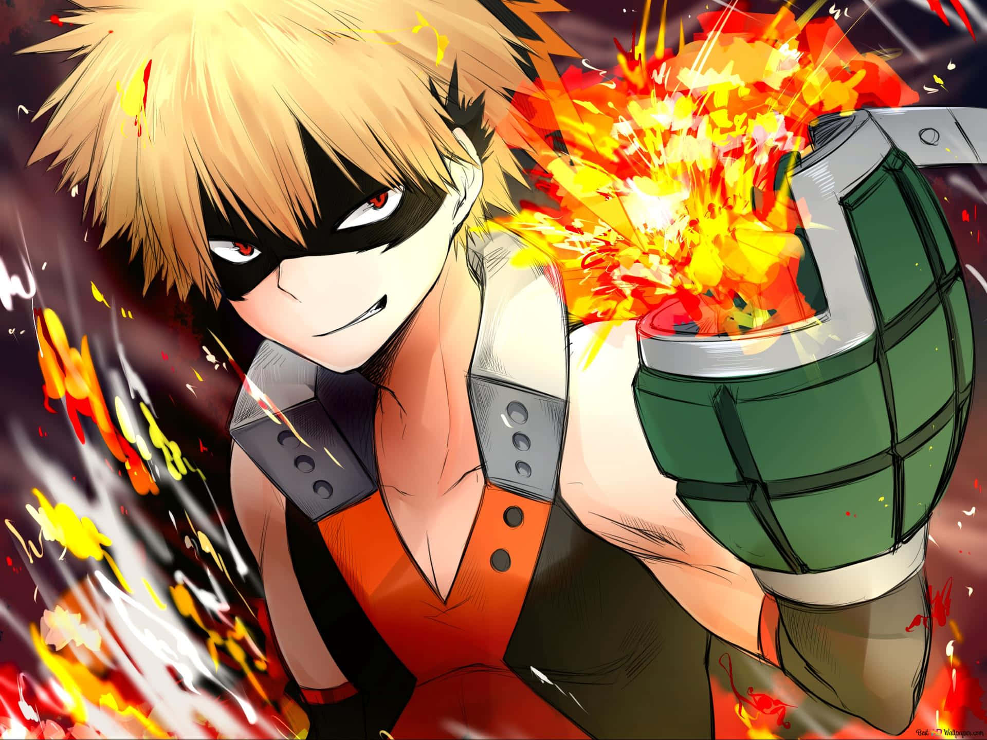 My Hero Academia Bakugo, Bakugo, spiky blonde hair, Full HD Desktop Wallpaper