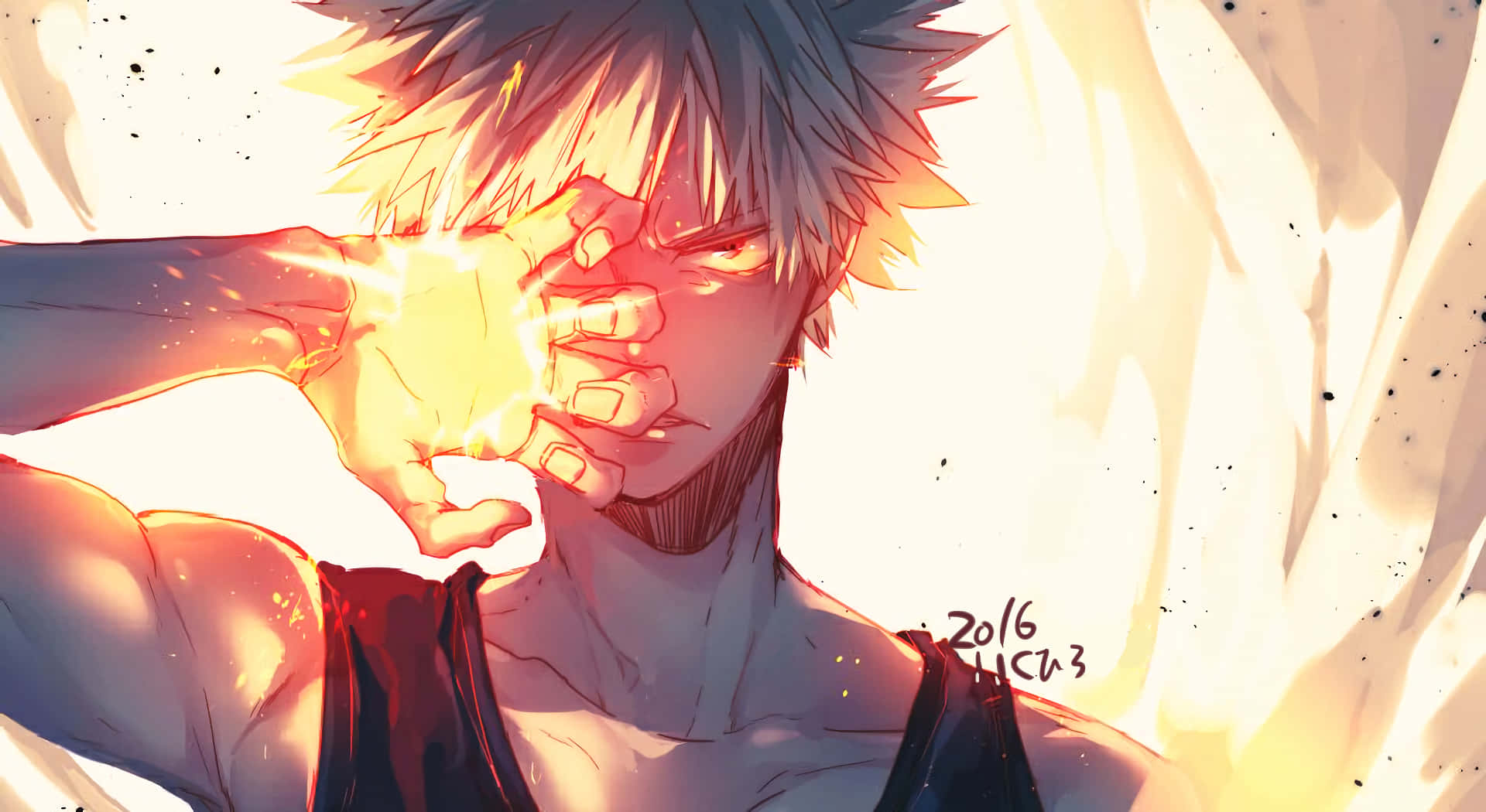 My Hero Academia, Bakugo, spiky-haired anime boy, Full HD Desktop Wallpaper