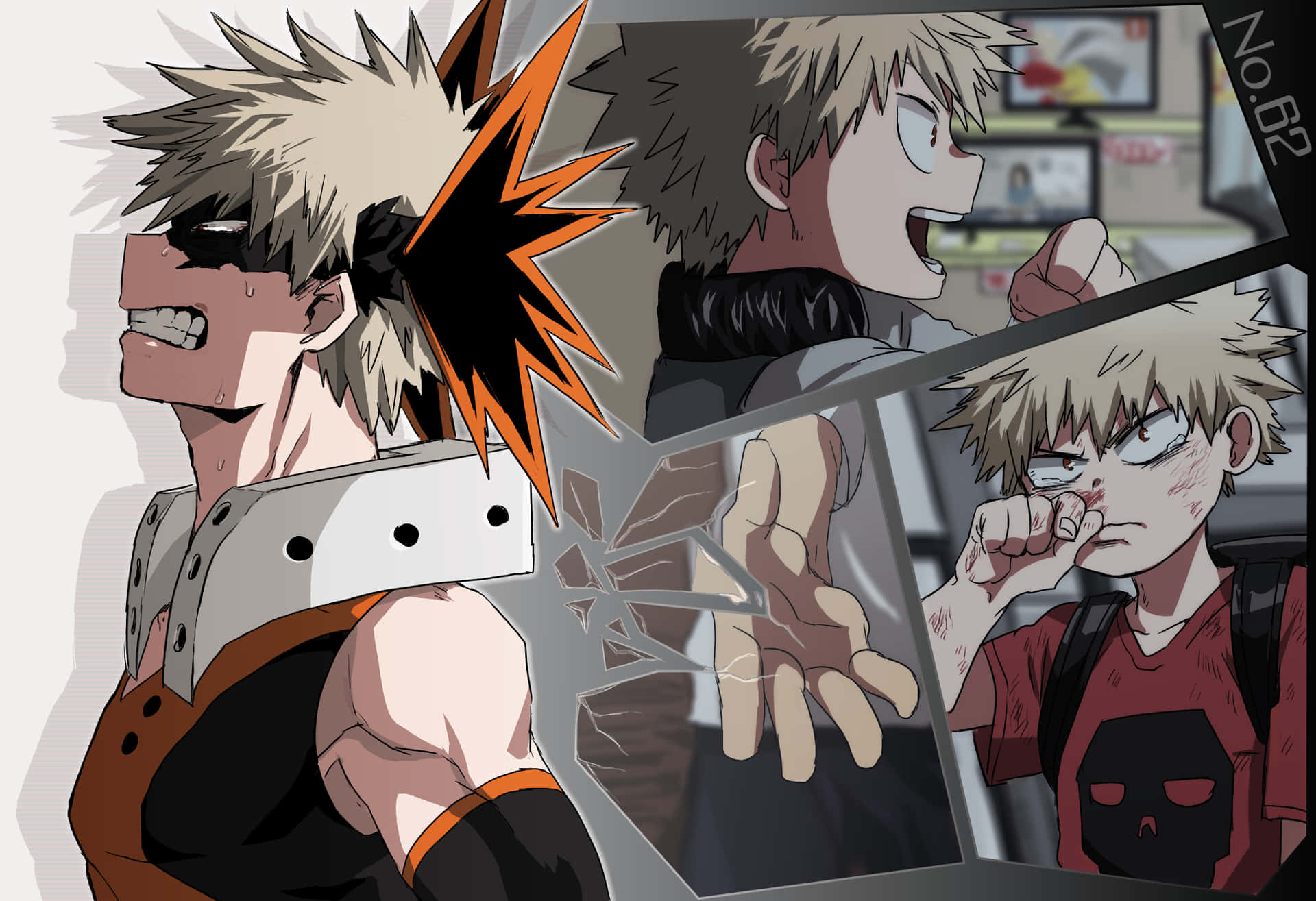 My Hero Academia, Bakugo, spiky hair, Full HD Desktop Wallpaper