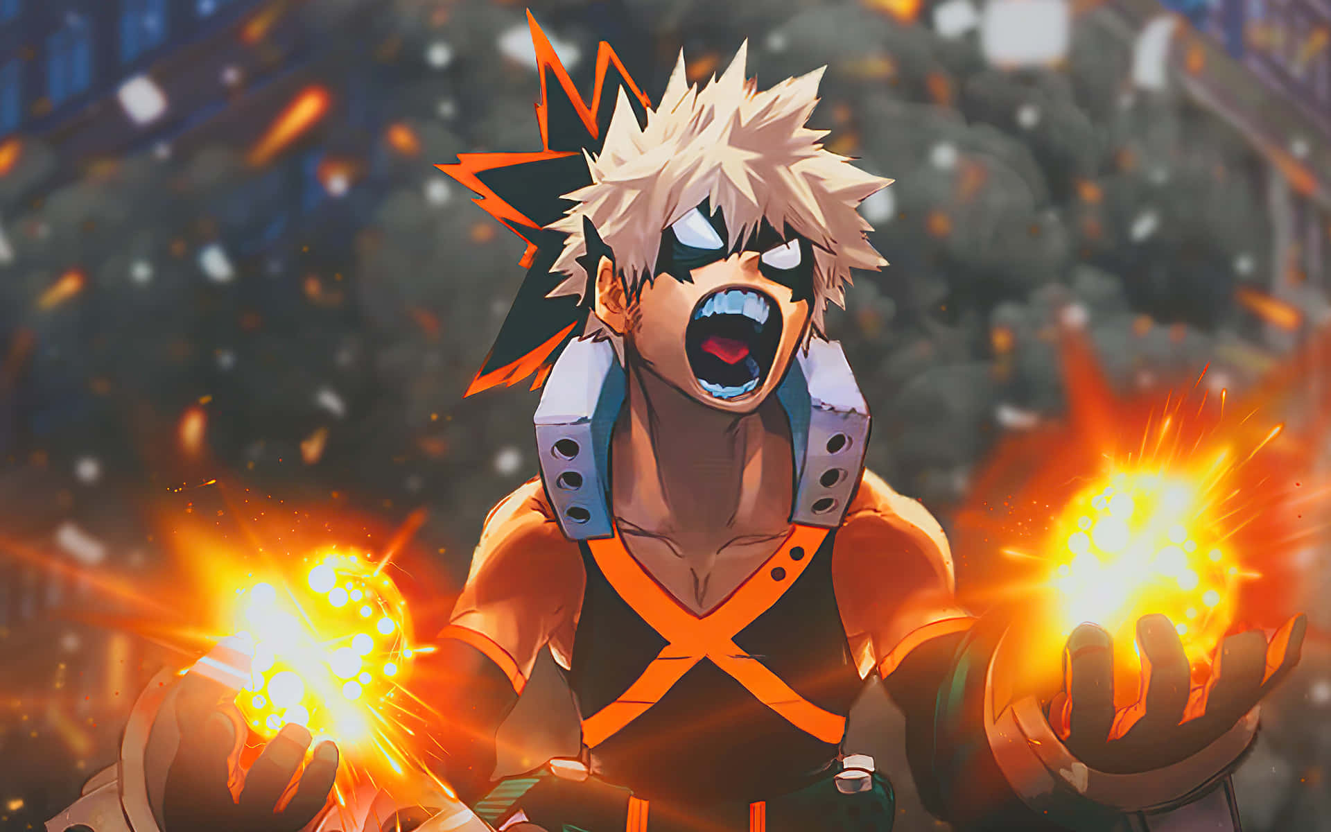 My Hero Academia, Bakugo, spiky hair, Full HD Desktop Wallpaper