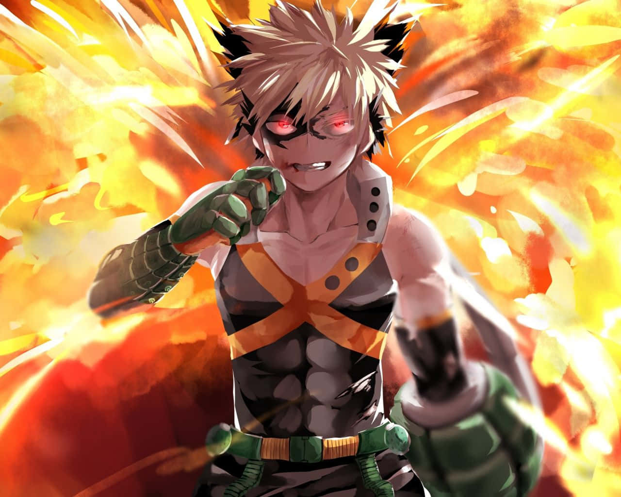 My Hero Academia, Bakugo, spiky blonde hair, HD Desktop Wallpaper