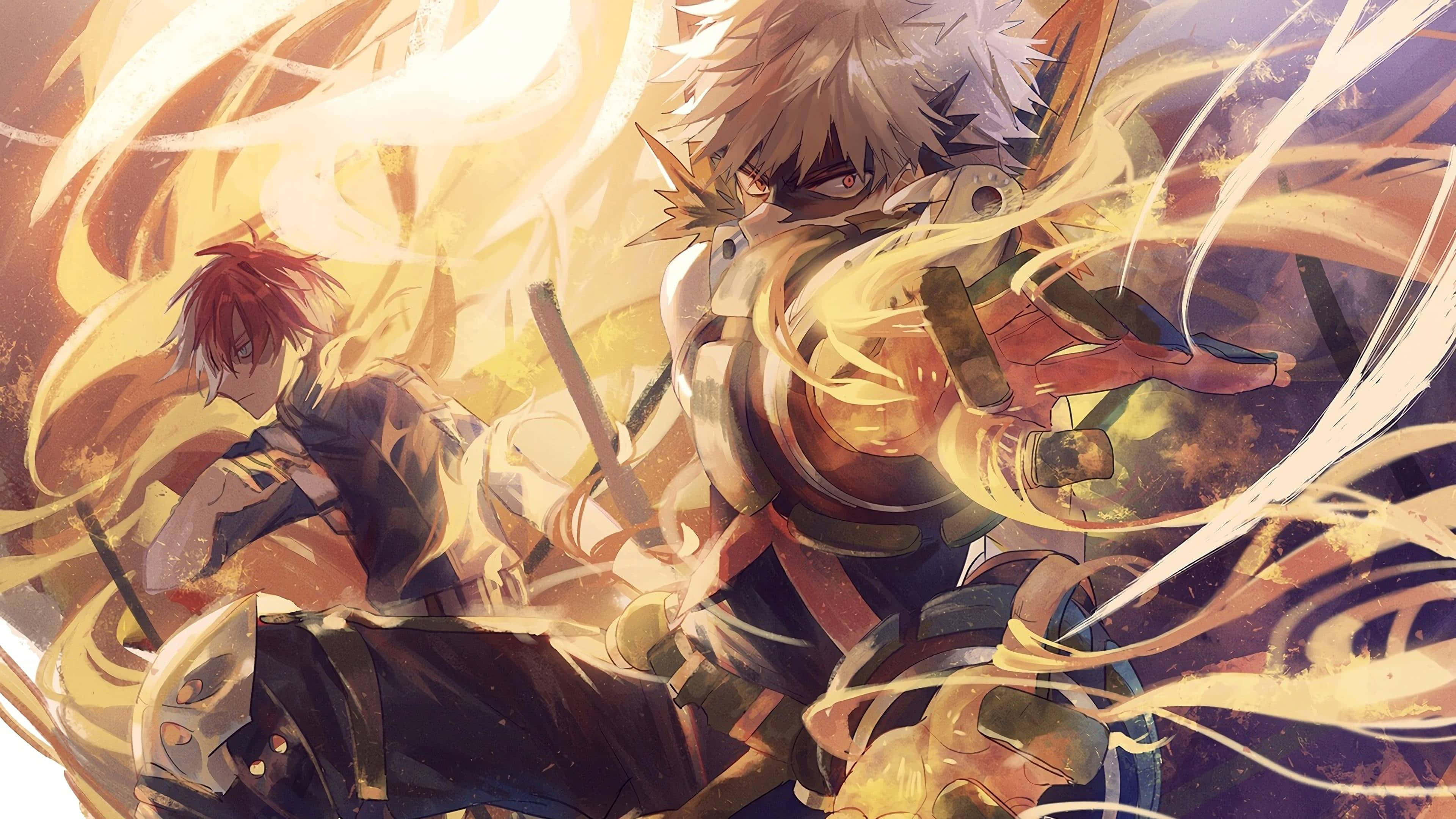 My Hero Academia, Bakugo, golden energy, 4K Desktop Wallpaper