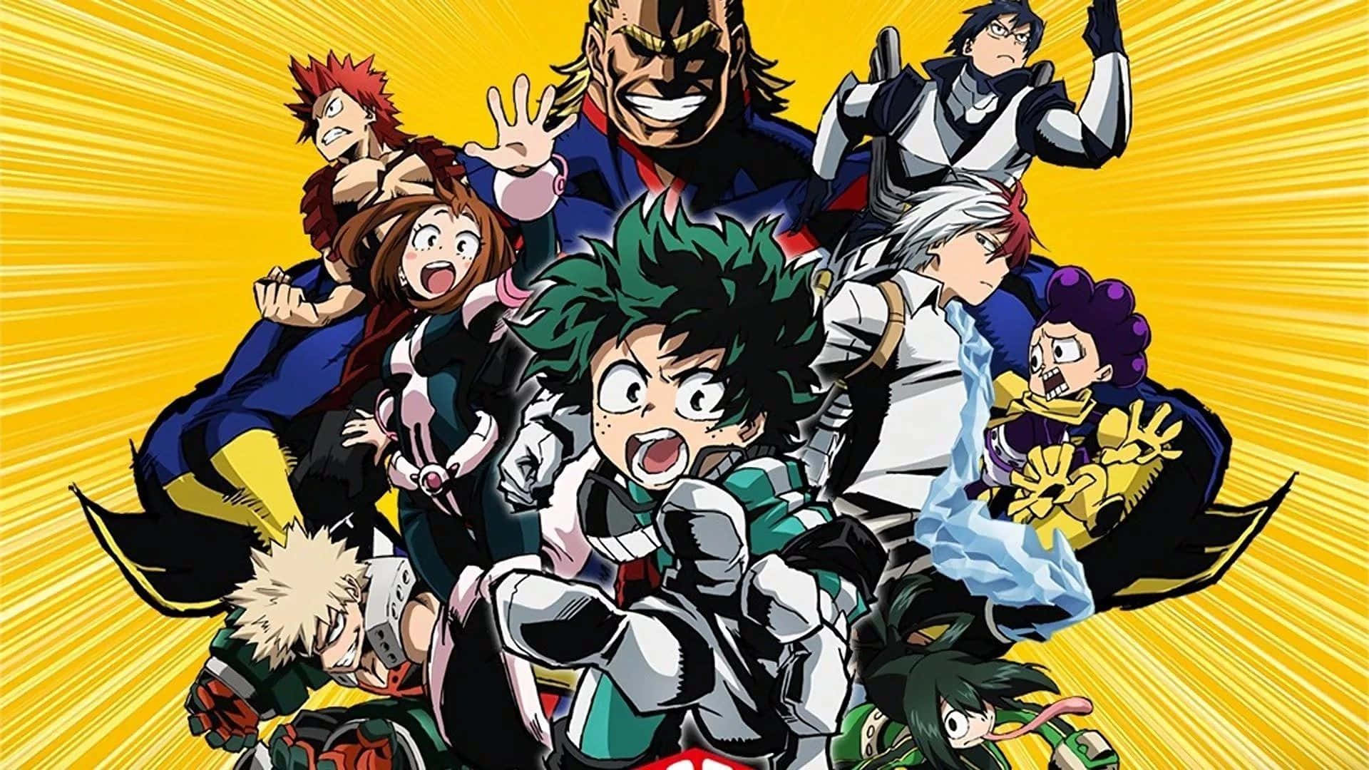 My Hero Academia, iPad, yellow background, Full HD Desktop Wallpaper