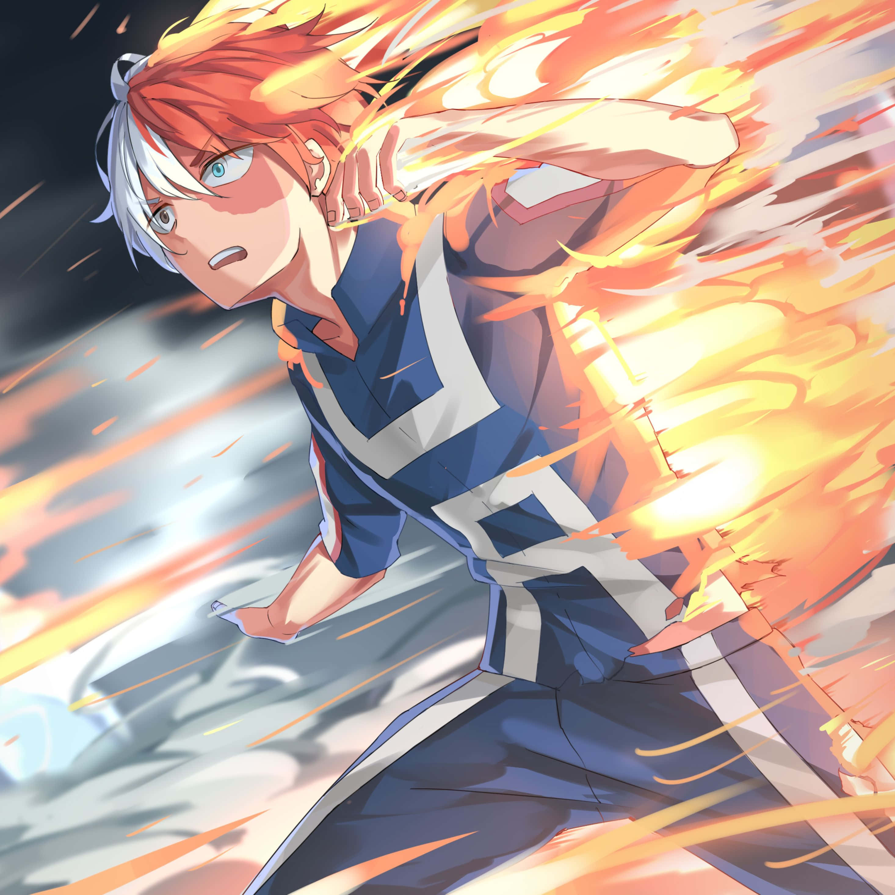My Hero Academia, iPad, fiery-haired anime hero, 2K Desktop Wallpaper