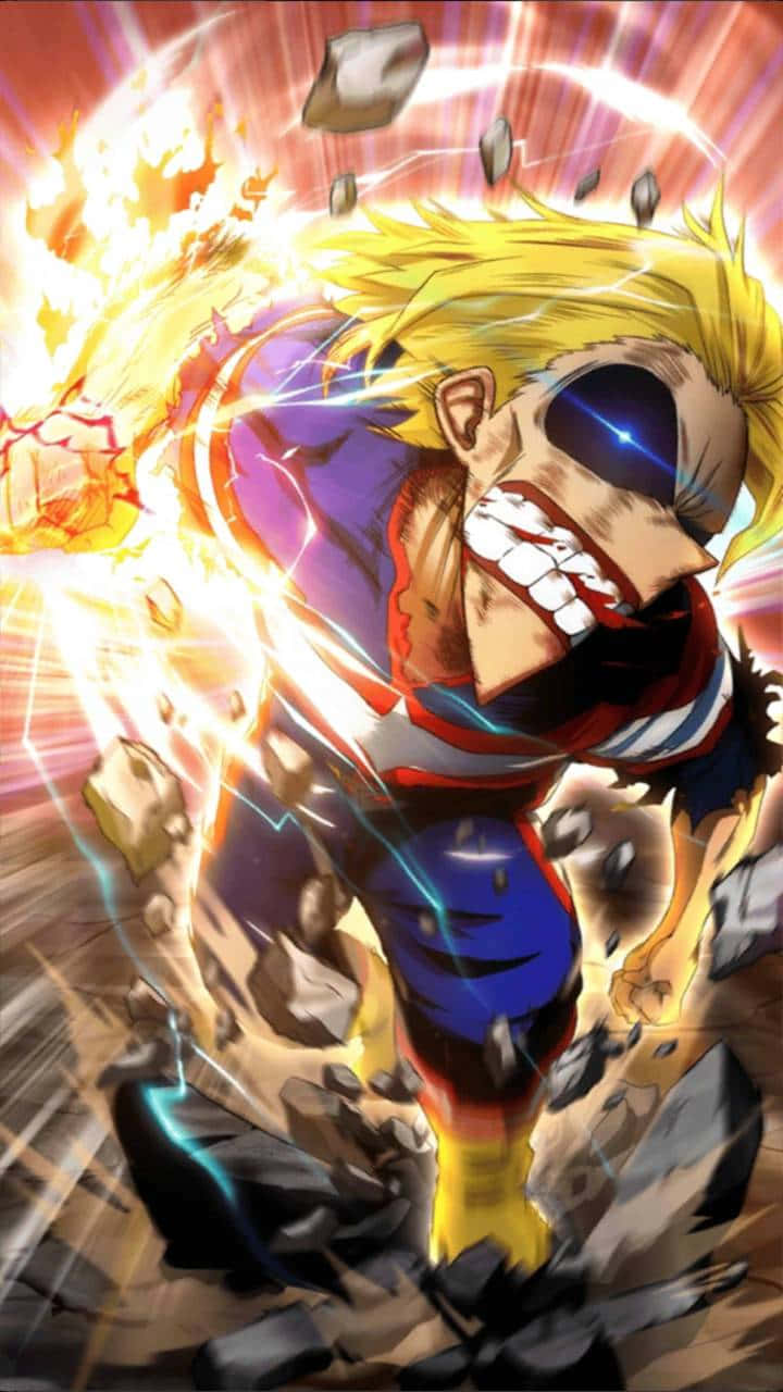 My Hero Academia, blonde anime hero, blue and red suit, HD Phone Wallpaper